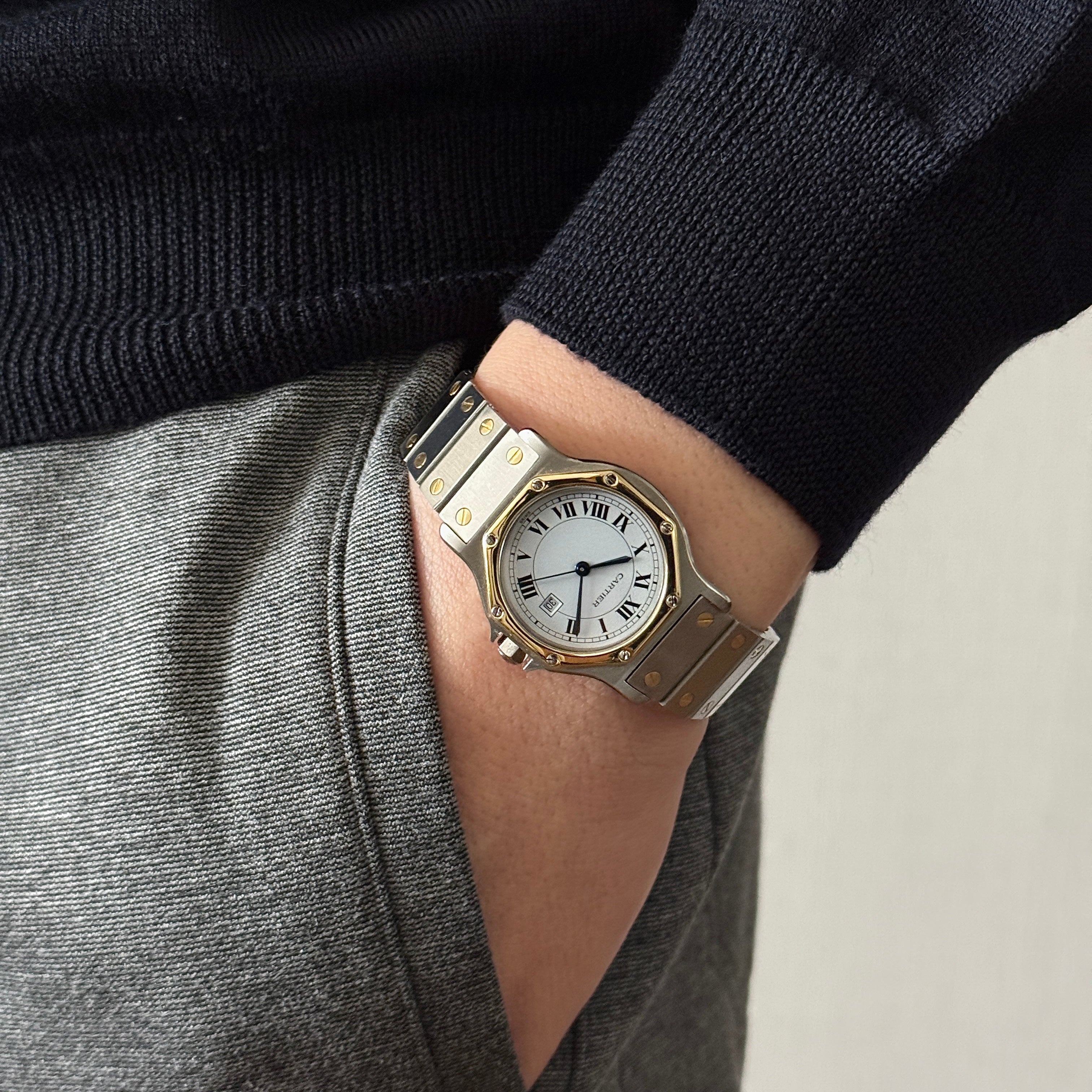 [Cartier] Cartier Santos Octagon LM 18KYG x SS