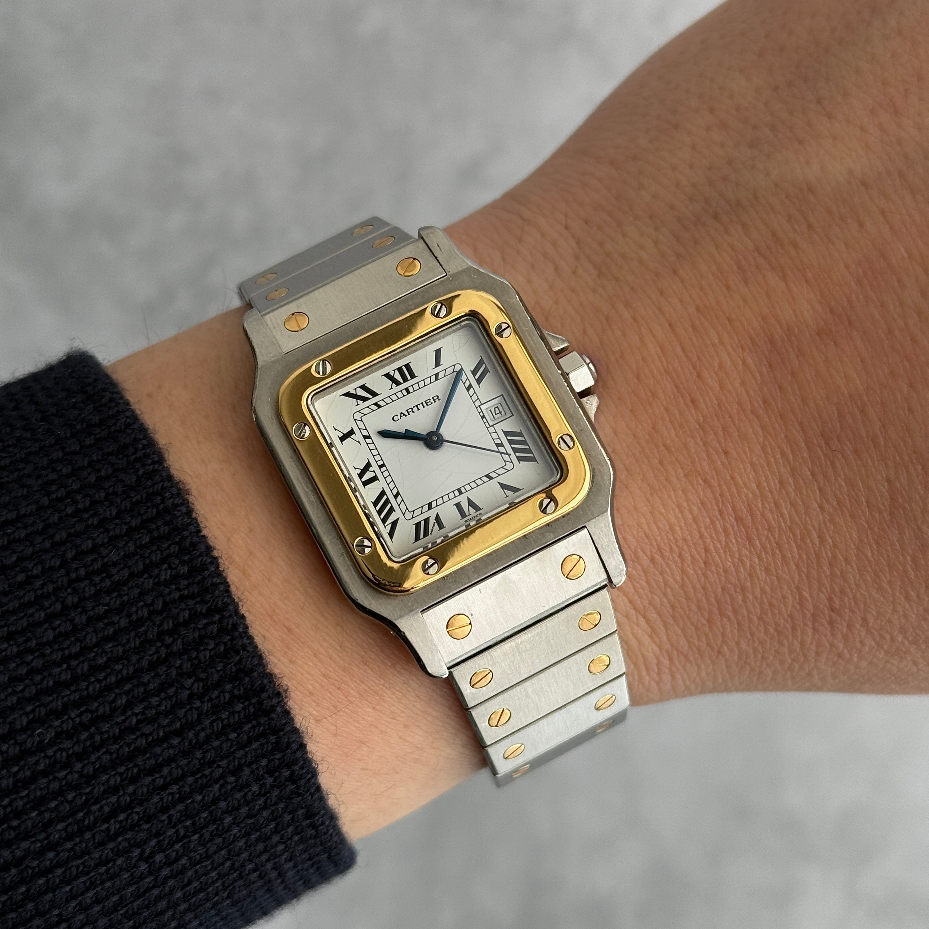 [Cartier] Cartier Santos Carree LM 18K Yellow Gold x Stainless Steel Double Buckle