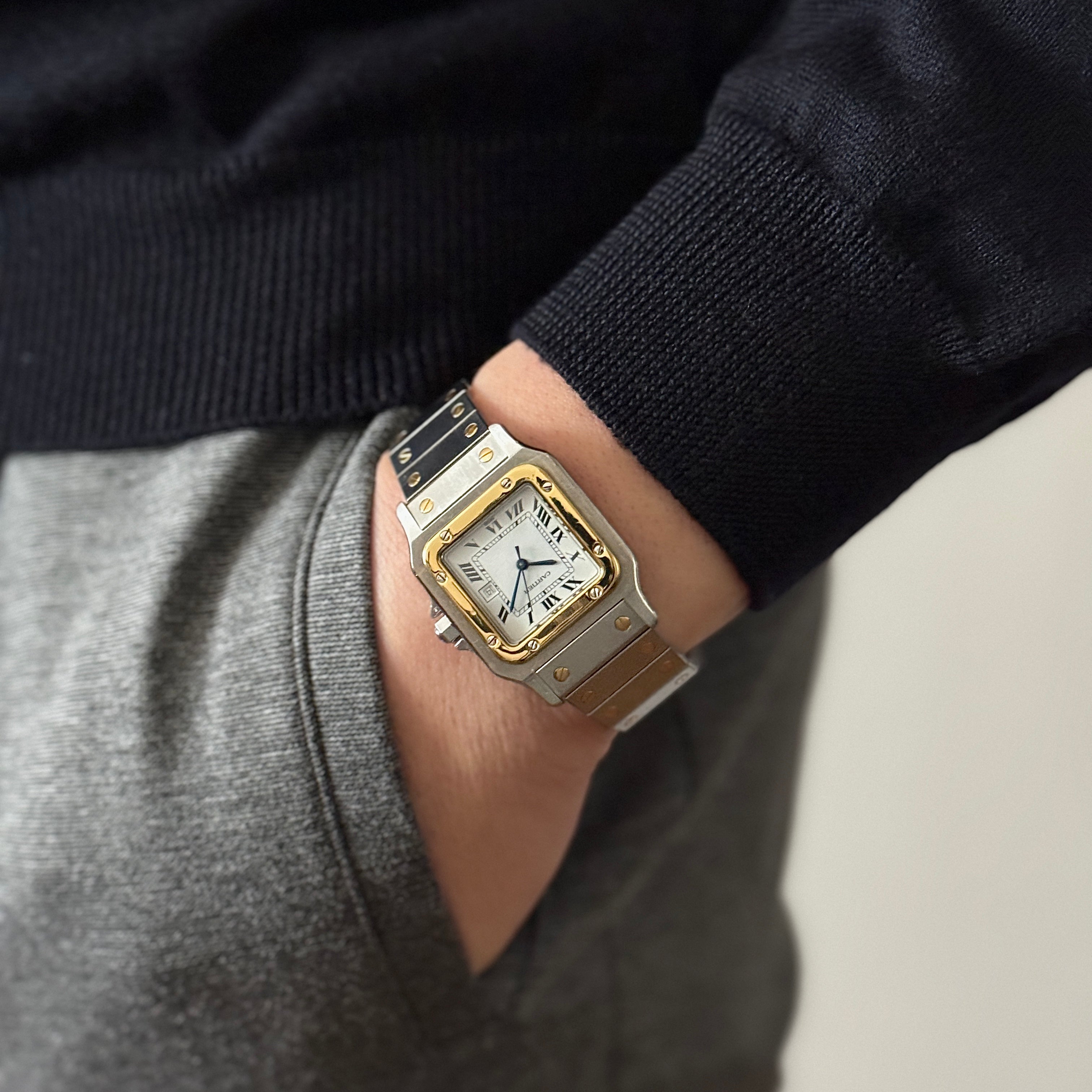 [Cartier] Cartier Santos Carree LM 18K Yellow Gold x Stainless Steel Double Buckle