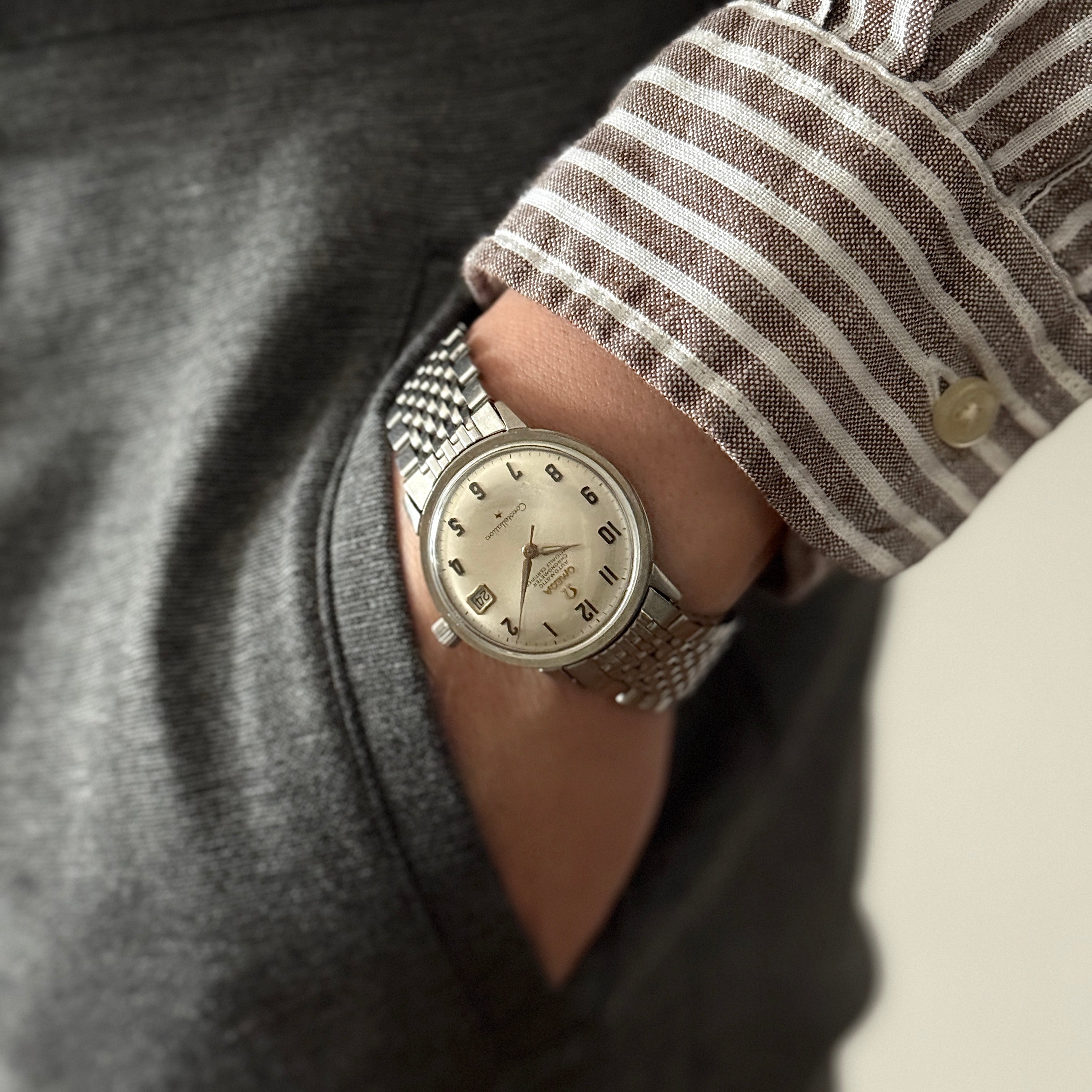 【OMEGA】オメガ コンステレーションデイト SS アップライトアラビア ピンクゴールドインデクス