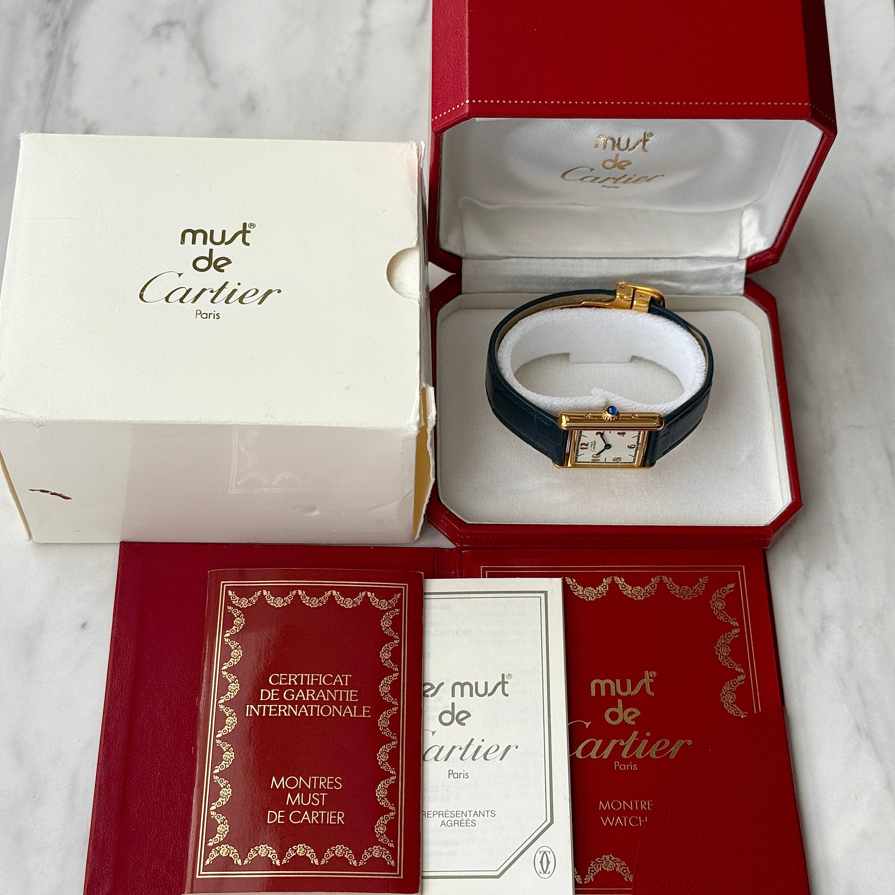 【Cartier】カルティエ マストタンク SM 飛びアラビア 付属品完備 カルティエコンプリートサービス済み