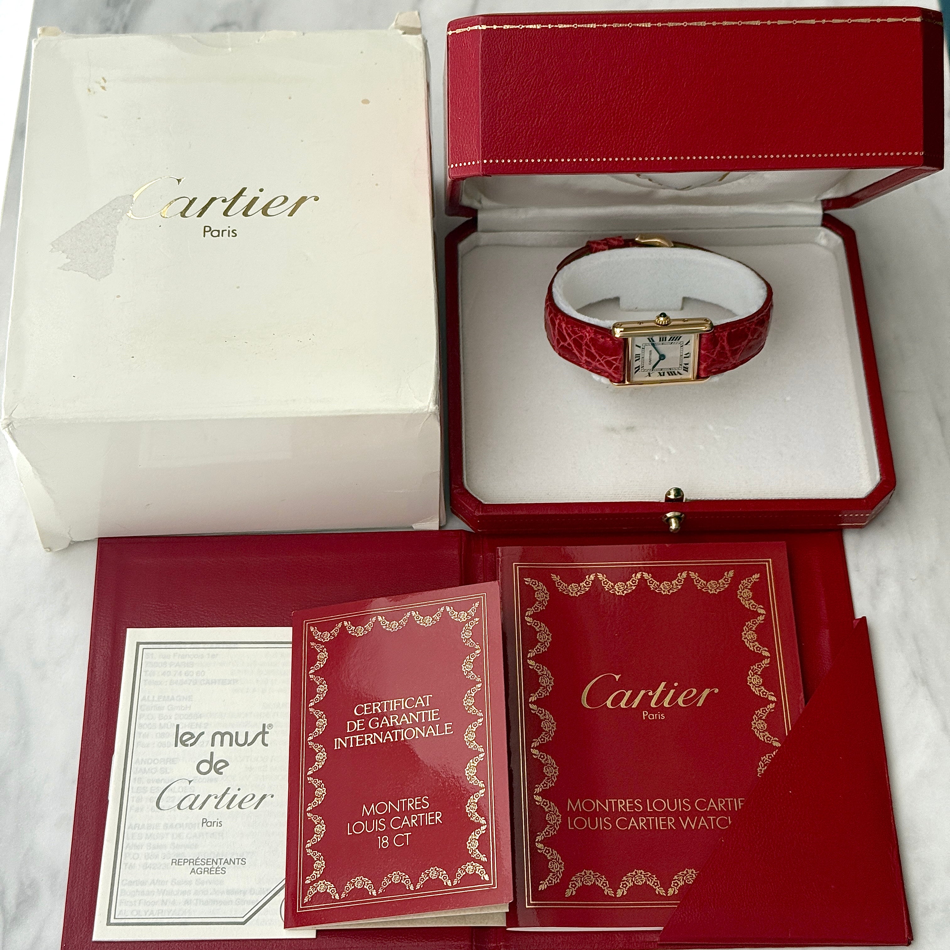 【Cartier】カルティエ タンクルイカルティエ SM 18KYG 付属品完備 カルティエコンプリートサービス済み