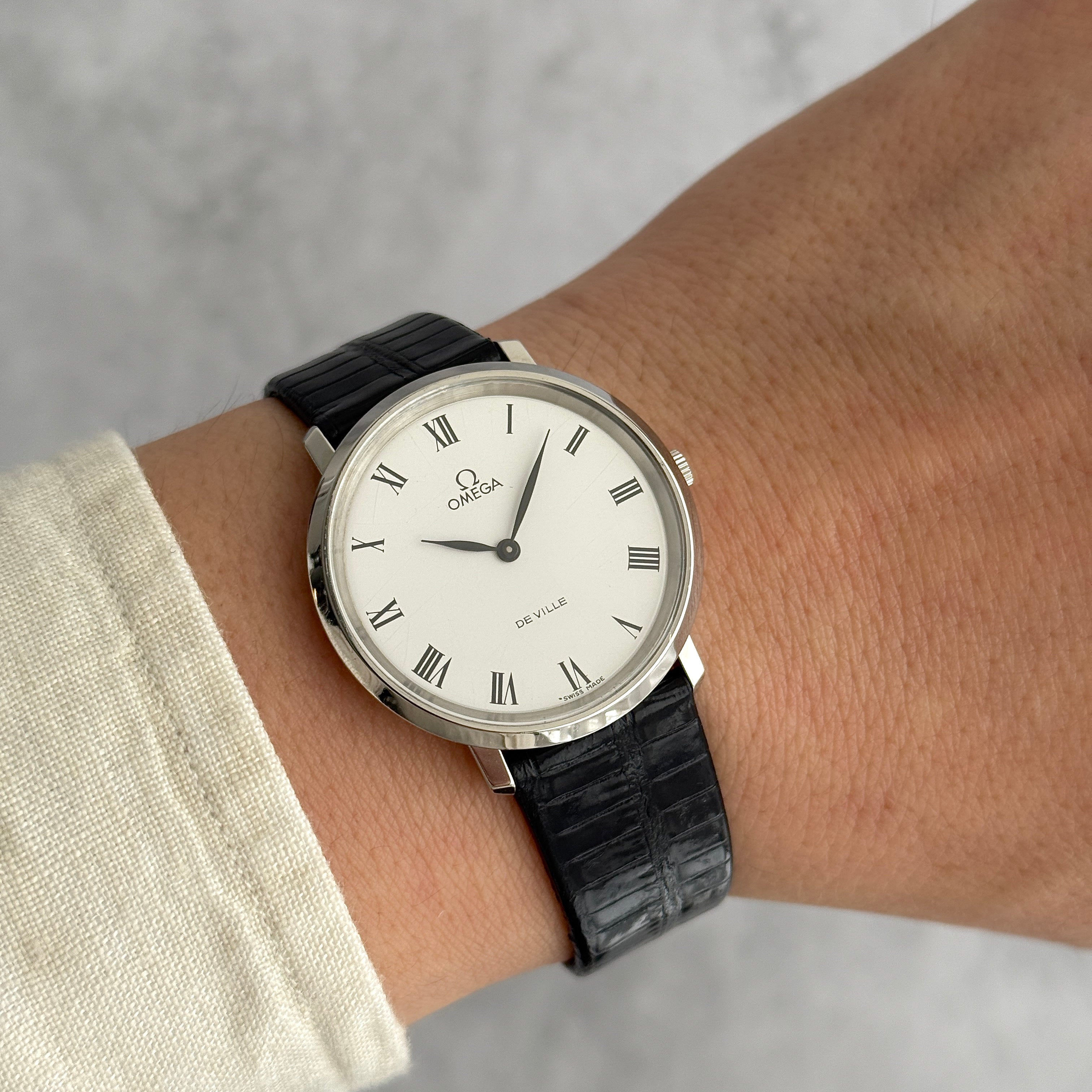 【OMEGA】オメガ デヴィル SS ラウンド White Roman 純正尾錠付き