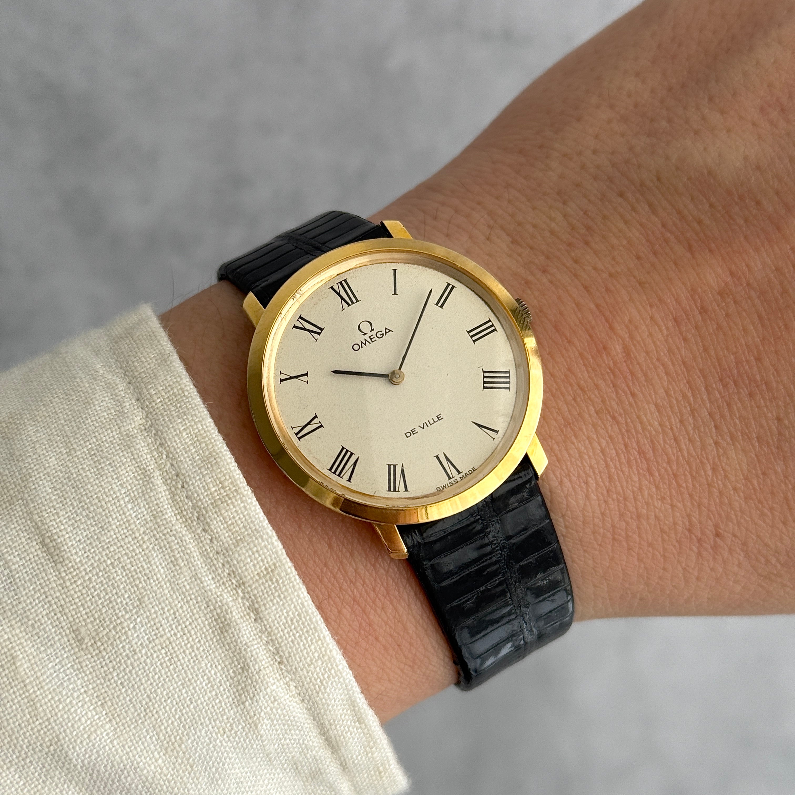 【OMEGA】オメガ デヴィル GP ラウンド Ivory Roman 純正尾錠付き