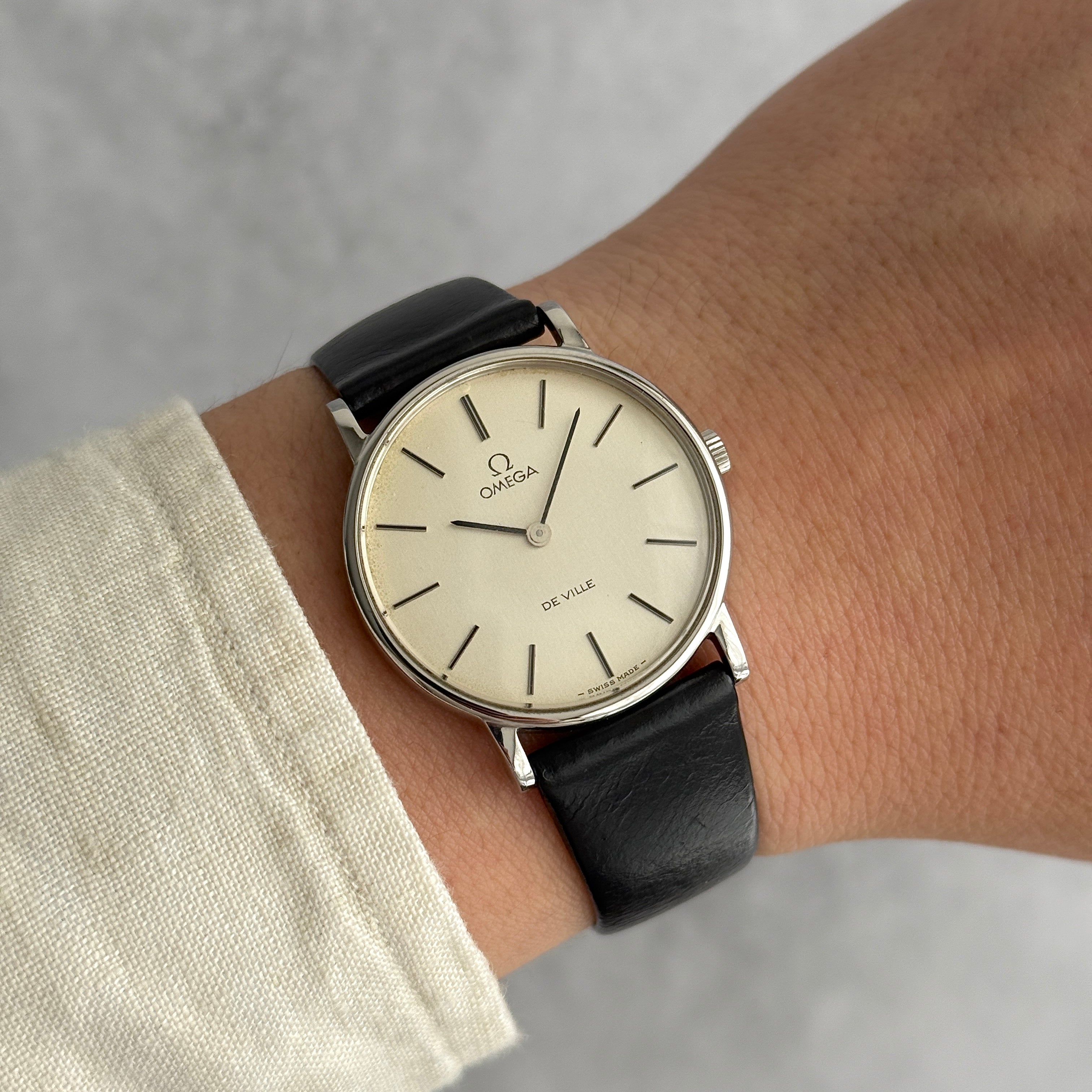 [OMEGA] Omega De Ville SS Round Silver Deadstock with Original Buckle