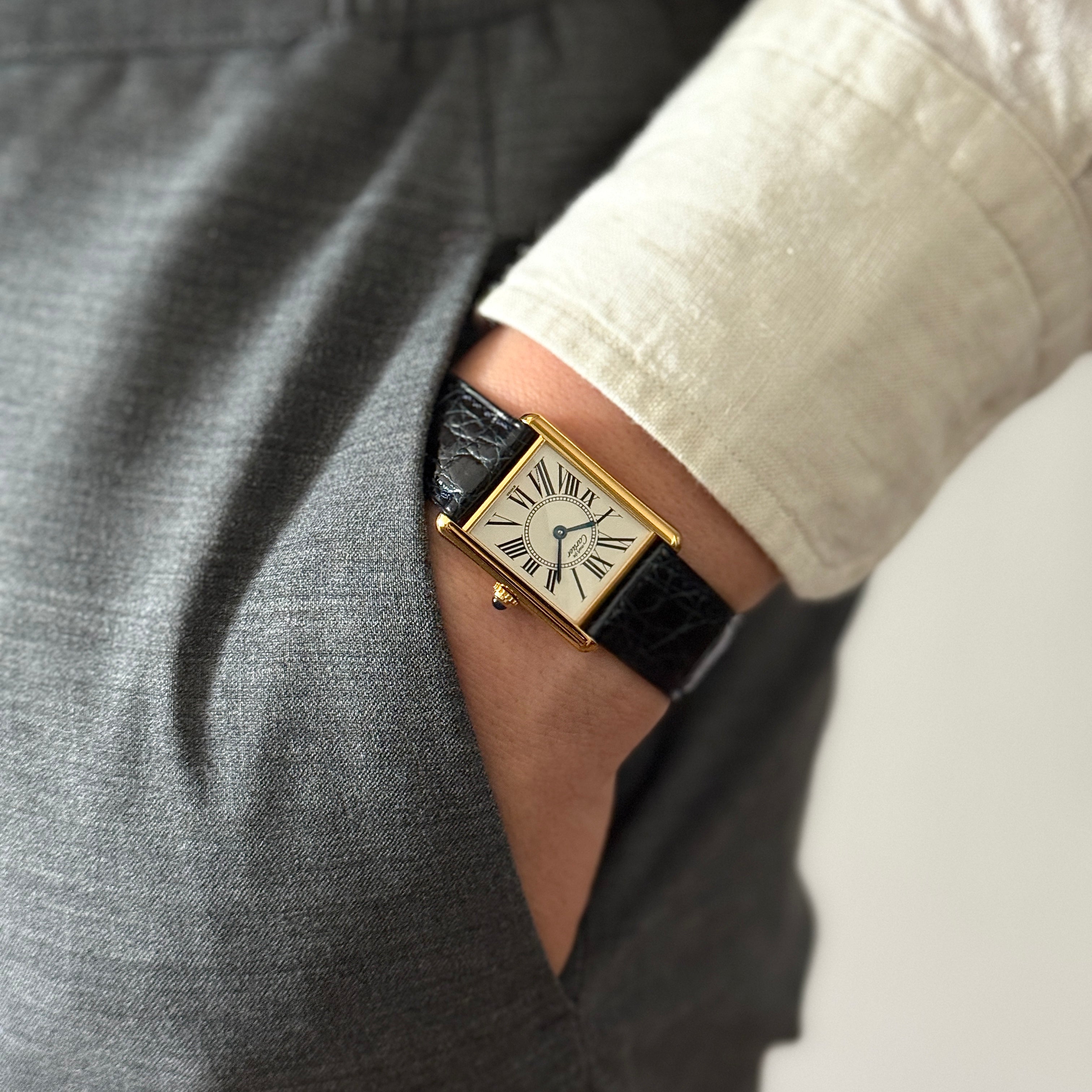 【Cartier】Cartier Must Tank LM Opalin with Original Deployment Buckle, New old stock