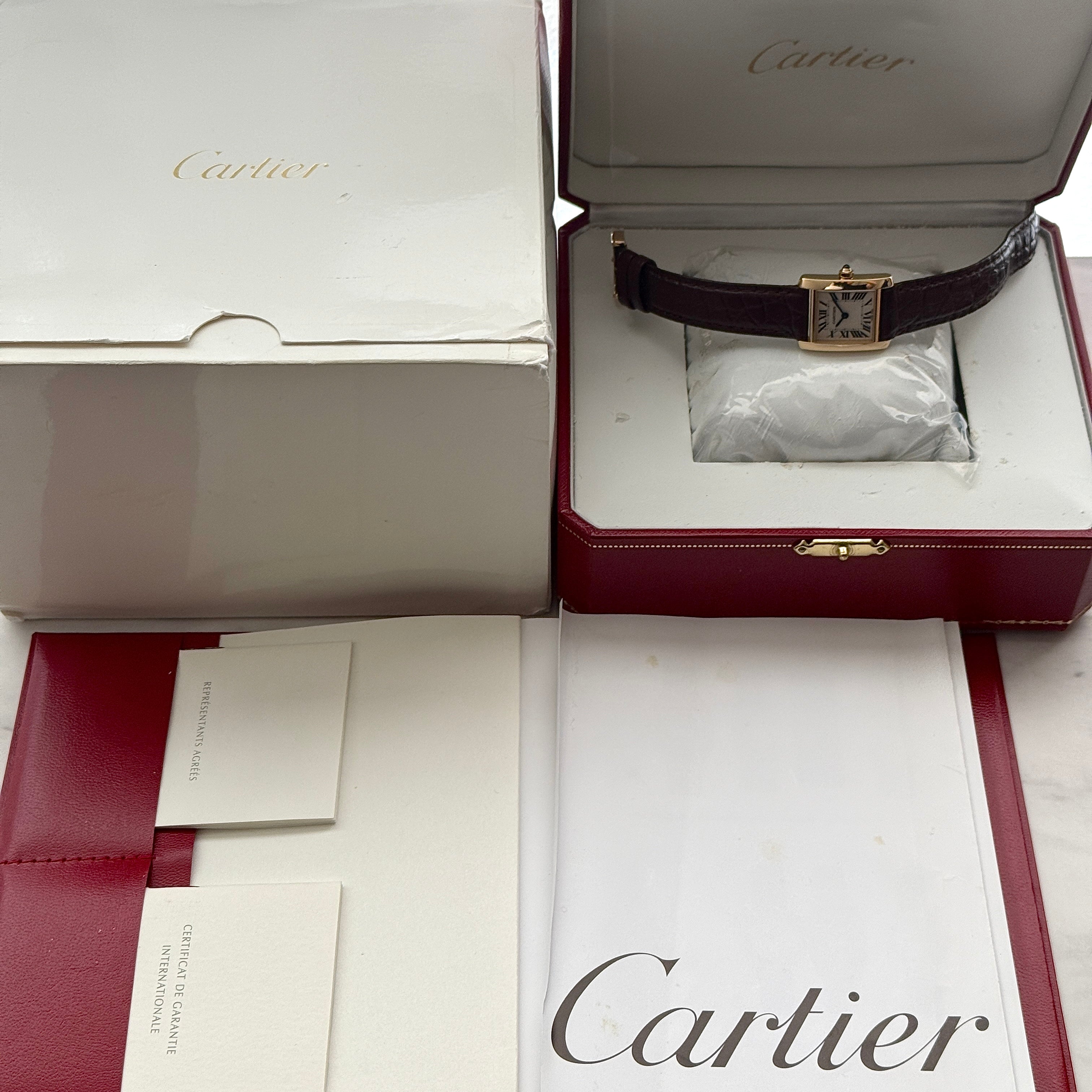 【Cartier】カルティエ タンクフランセーズ SM 18KYG 付属品完備 カルティエコンプリートサービス済み