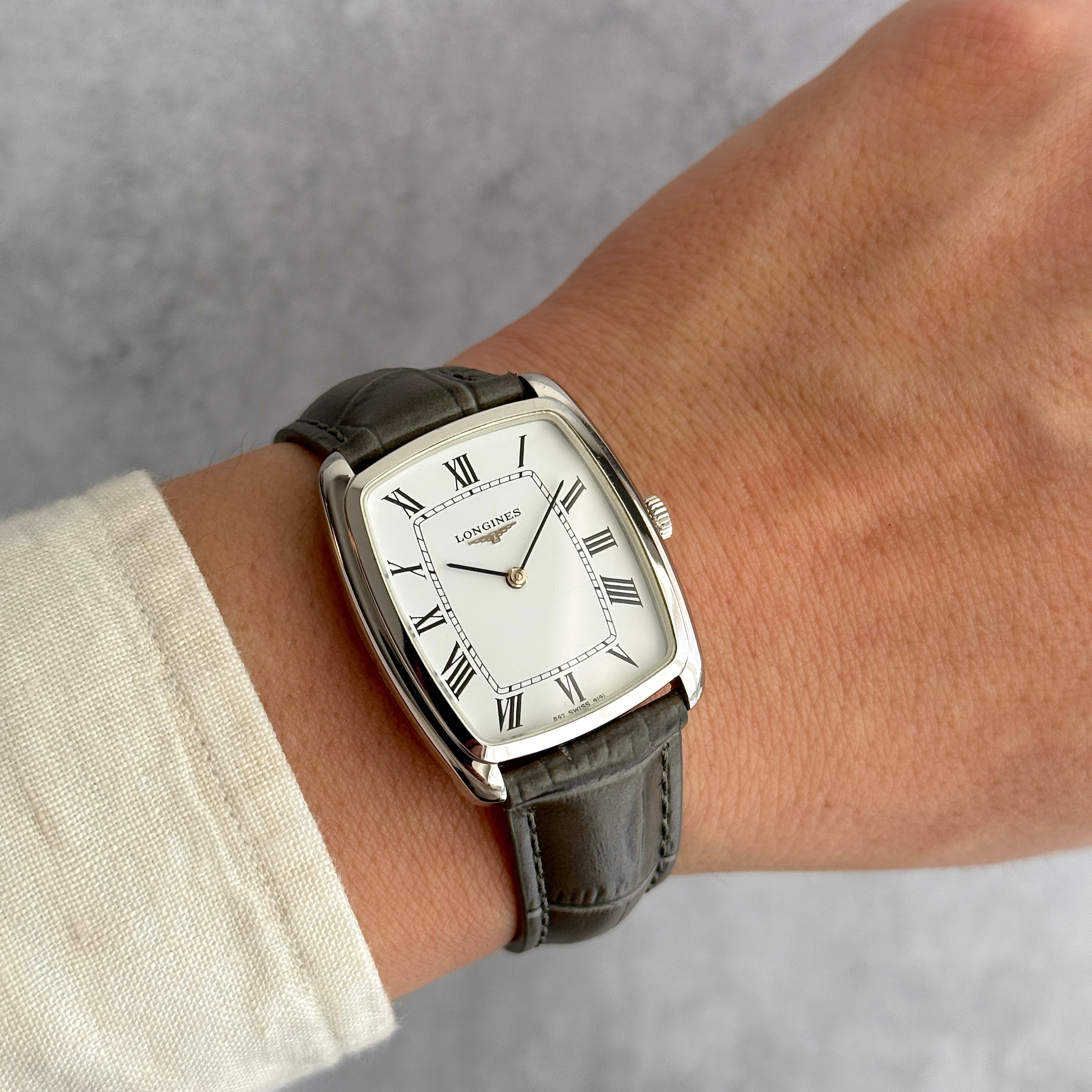 【LONGINES】ロンジン トノーモデル SS ホワイトローマ 847.4141 純正尾錠付き