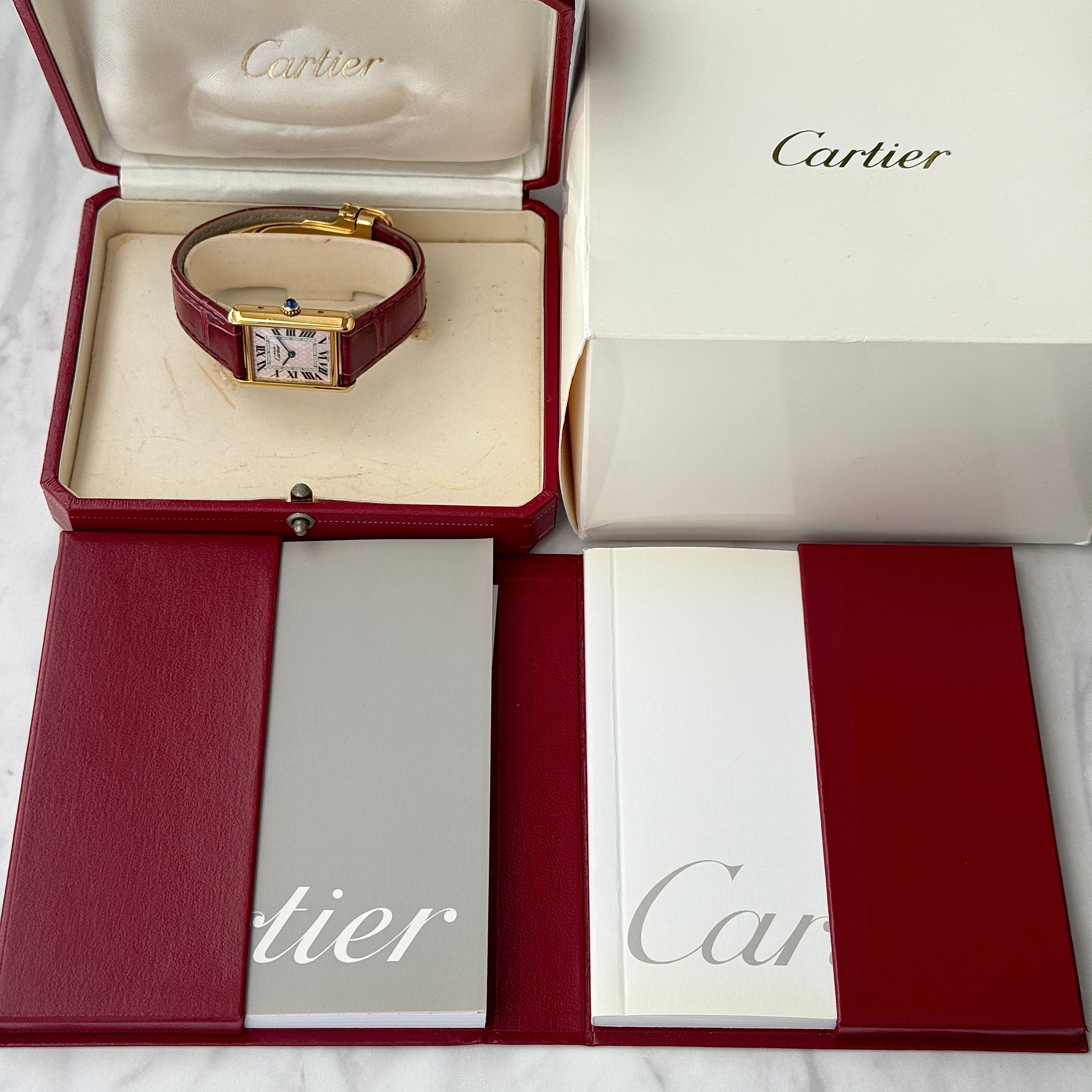 【Cartier】Cartier Must Tank SM, late model, Aquarino, 2004 Christmas Limited Edition, New old stock, Complete with accessories