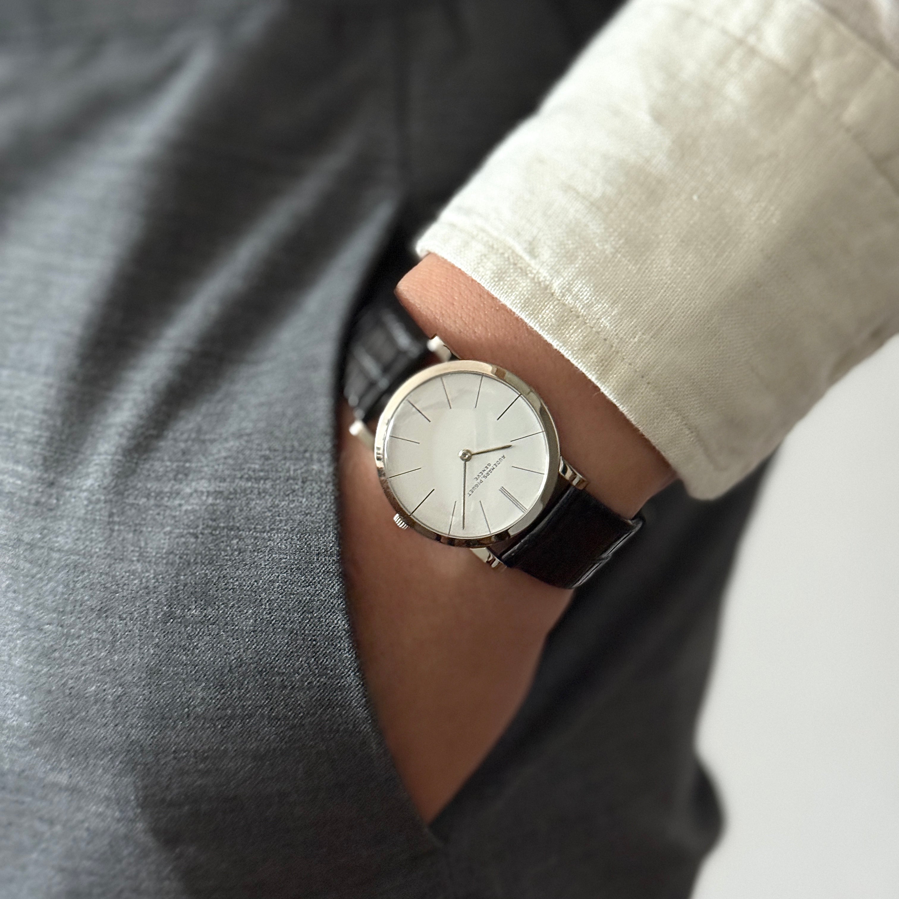 【AUDEMARS PIGUET】オーデマピゲ ラウンドモデル 18KWG 純正18KWGバックル 純正ボックス付き