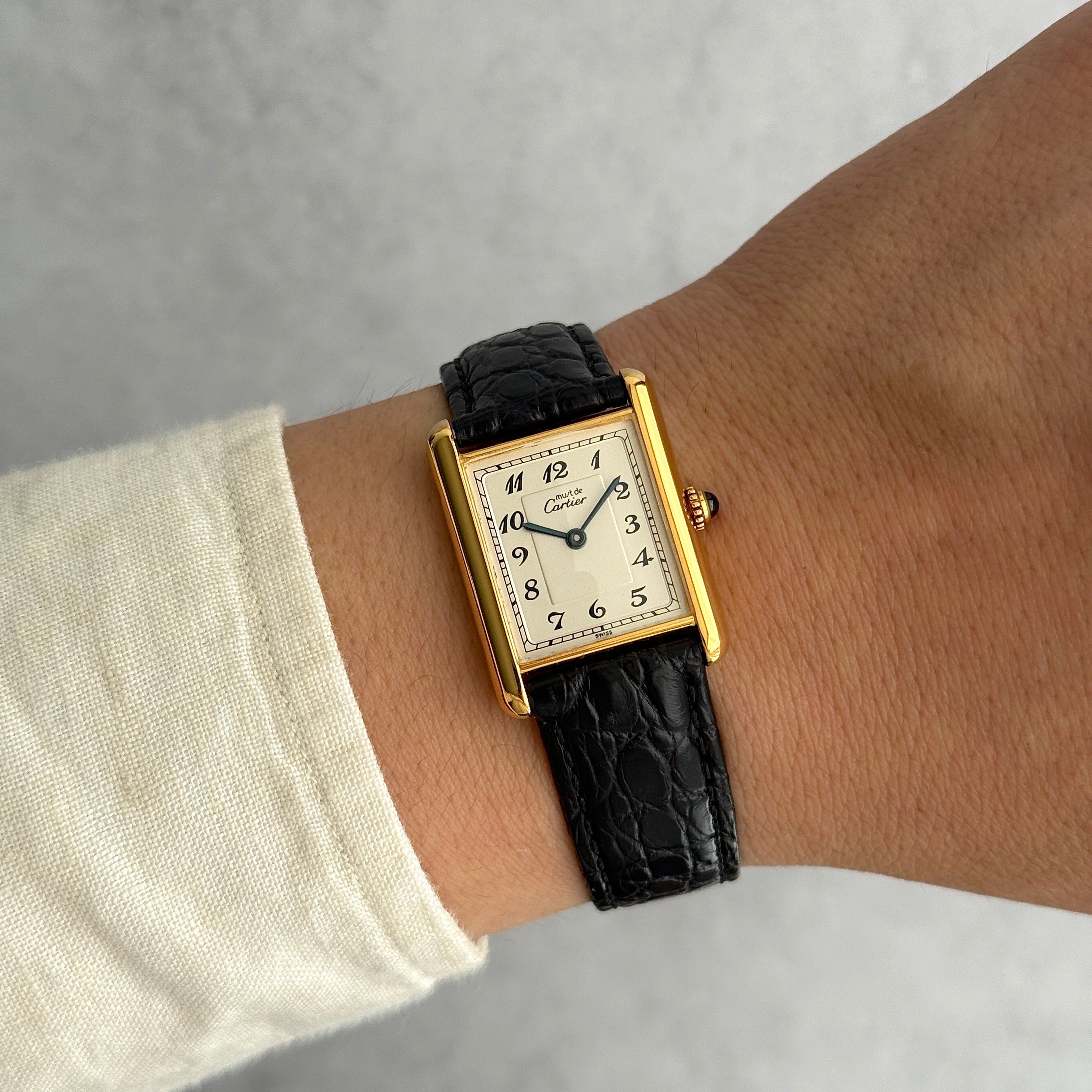 【Cartier】カルティエ マストタンク LM アラビア文字盤 純正Dバックル付き