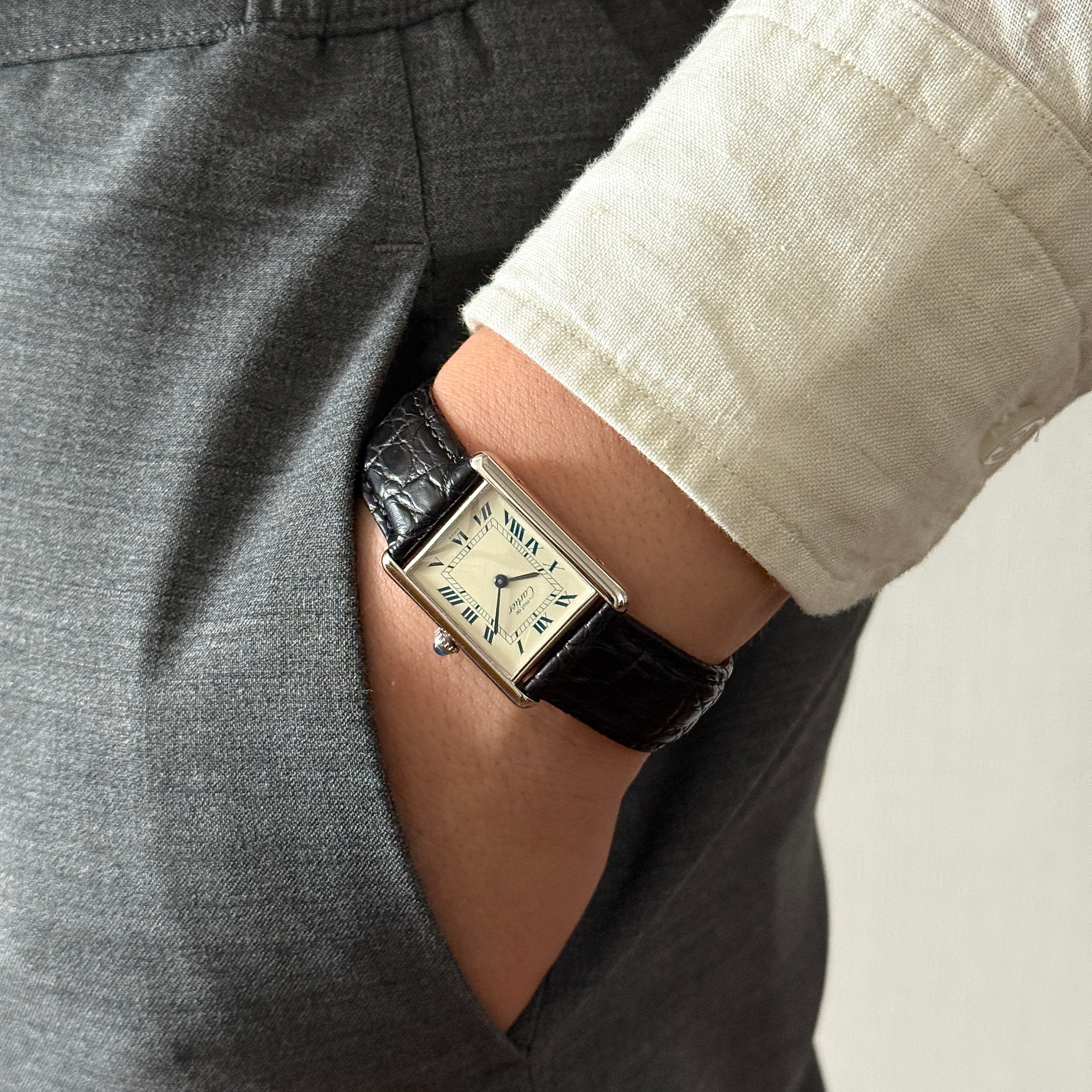 【Cartier】カルティエ マストタンク LM シルバー 純正Dバックル付き