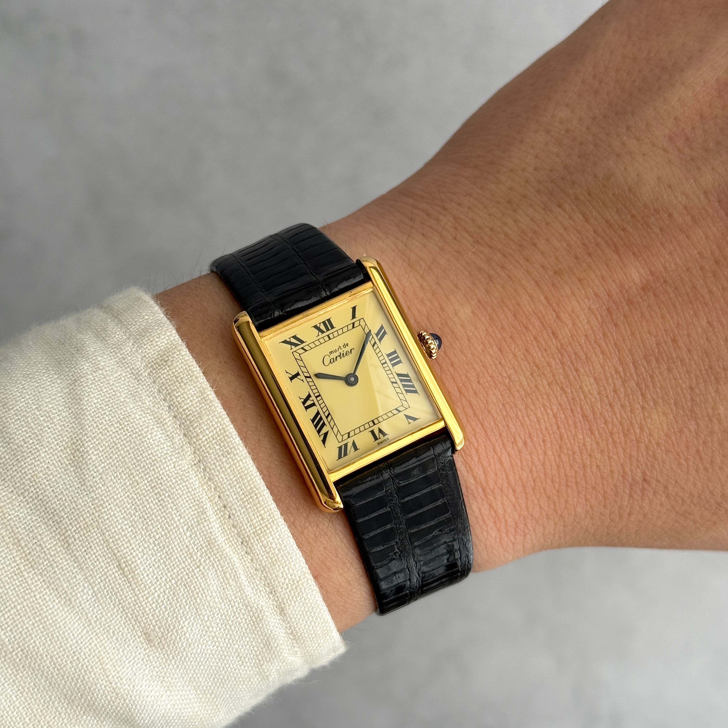 【Cartier】カルティエ マストタンクLM アイボリーローマ 手巻き 純正尾錠付き
