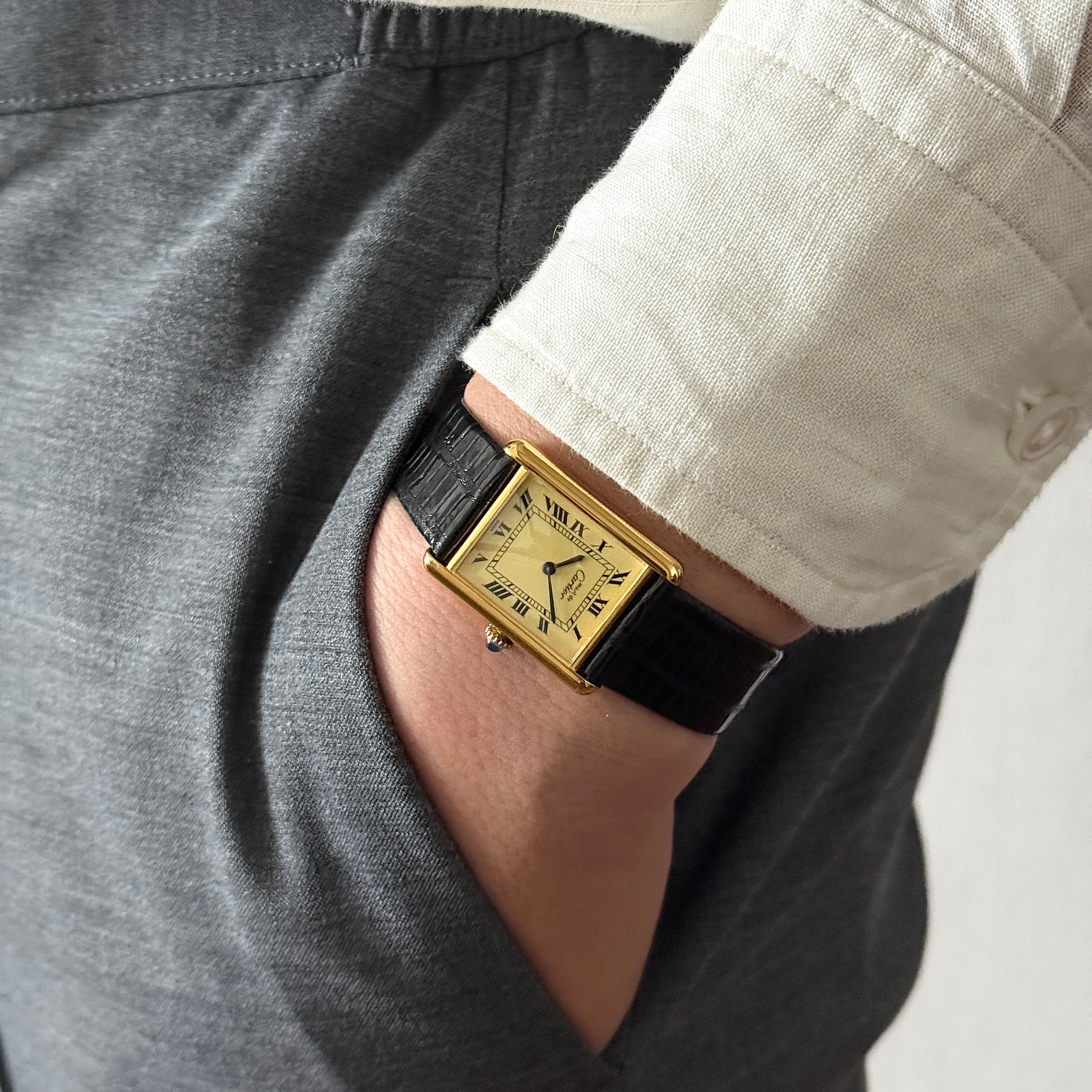【Cartier】カルティエ マストタンクLM アイボリーローマ 手巻き 純正尾錠付き