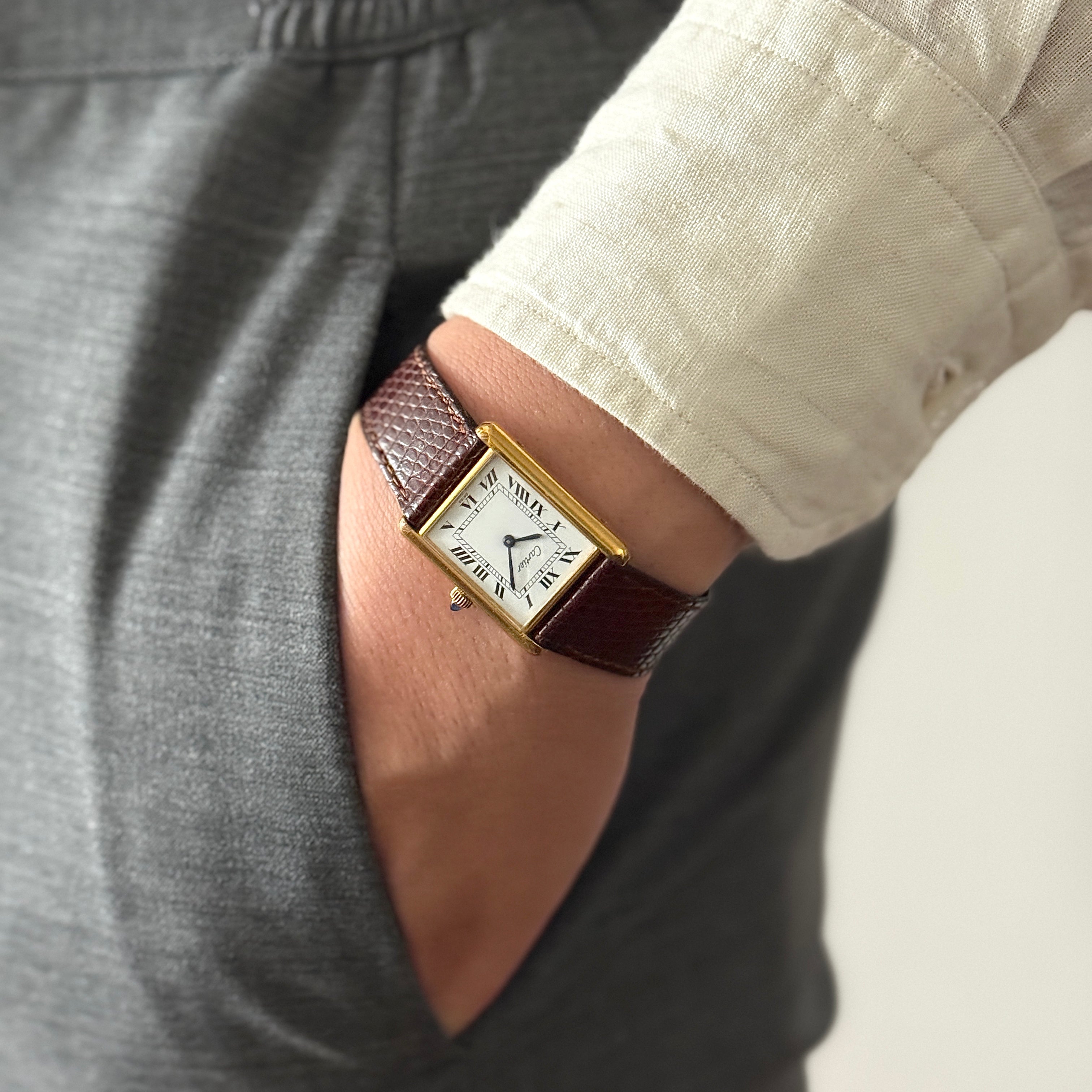 【Cartier】カルティエ プレマストタンクLM 手巻き 欧州仕様 純正クラシックバックル付き