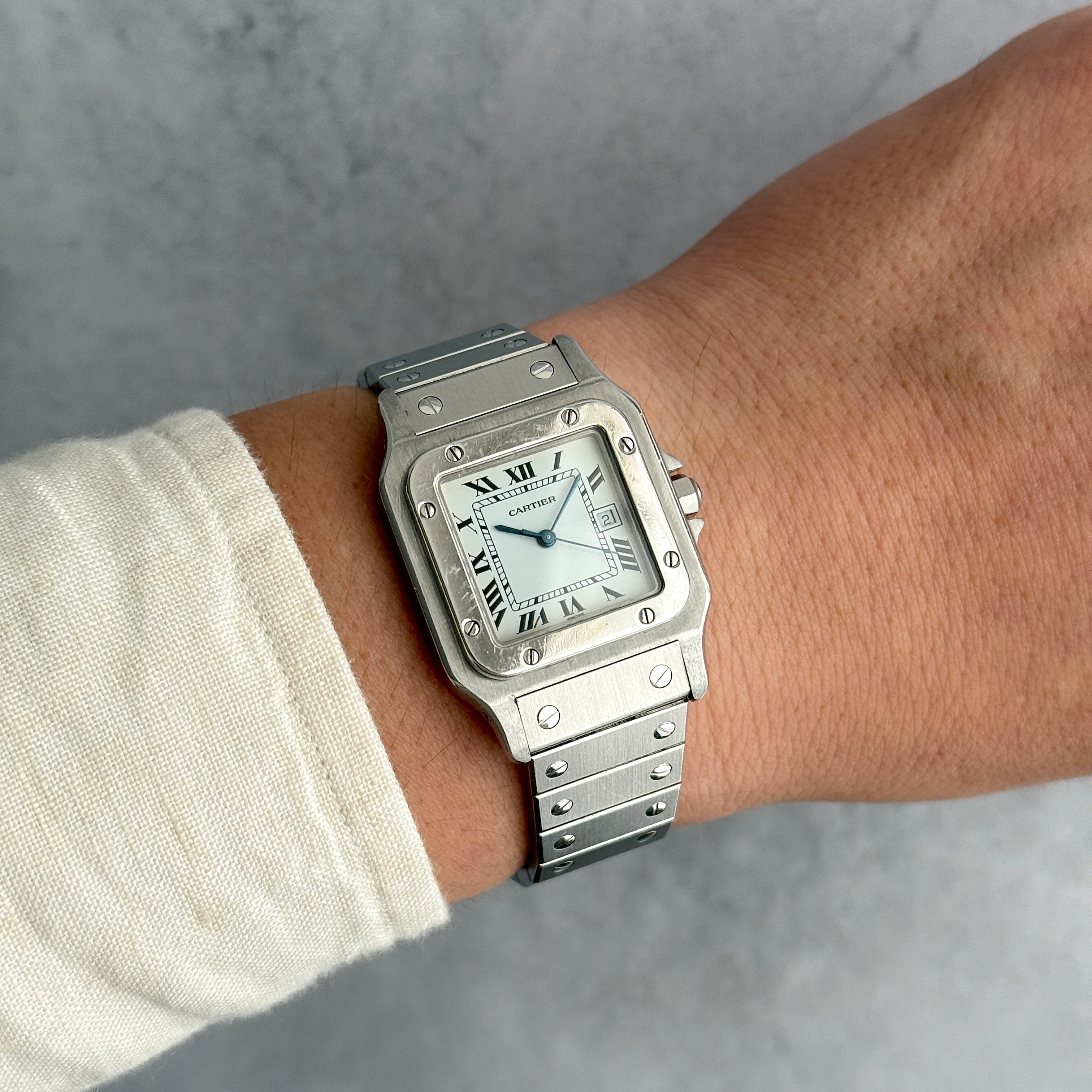 【Cartier】カルティエ サントスカレ LM ステンレス 両開きバックル