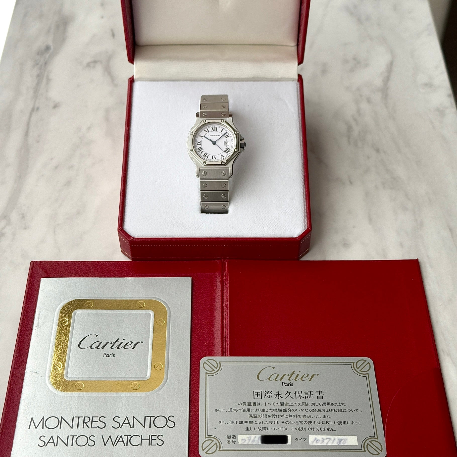 【Cartier】カルティエ サントスオクタゴン LM ステンレス 永久保証書付き カルティエコンプリートサービス済み