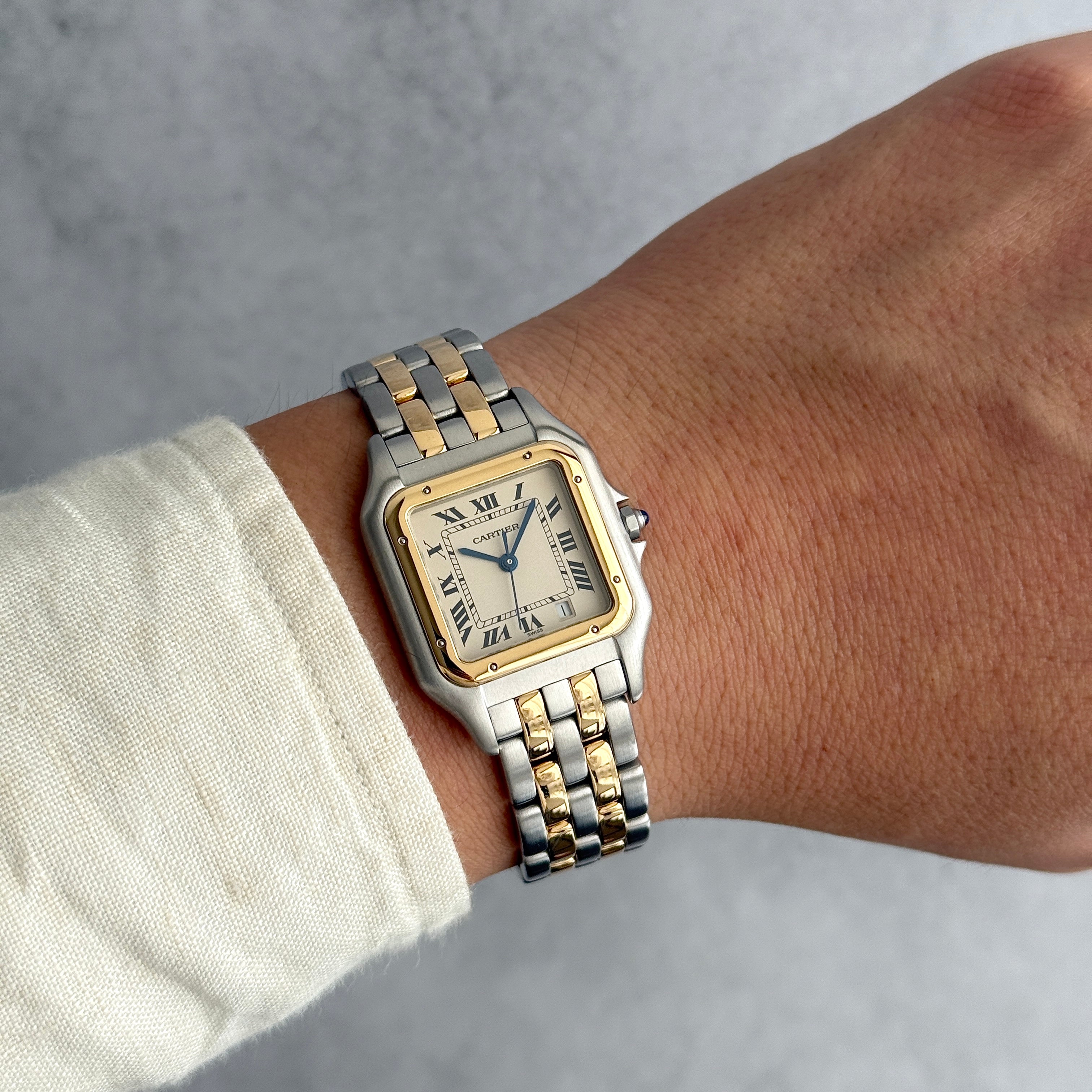 【Cartier】カルティエ パンテールMM 2ロウ 18KYG×SS 付属品完備 カルティエコンプリートサービス済み