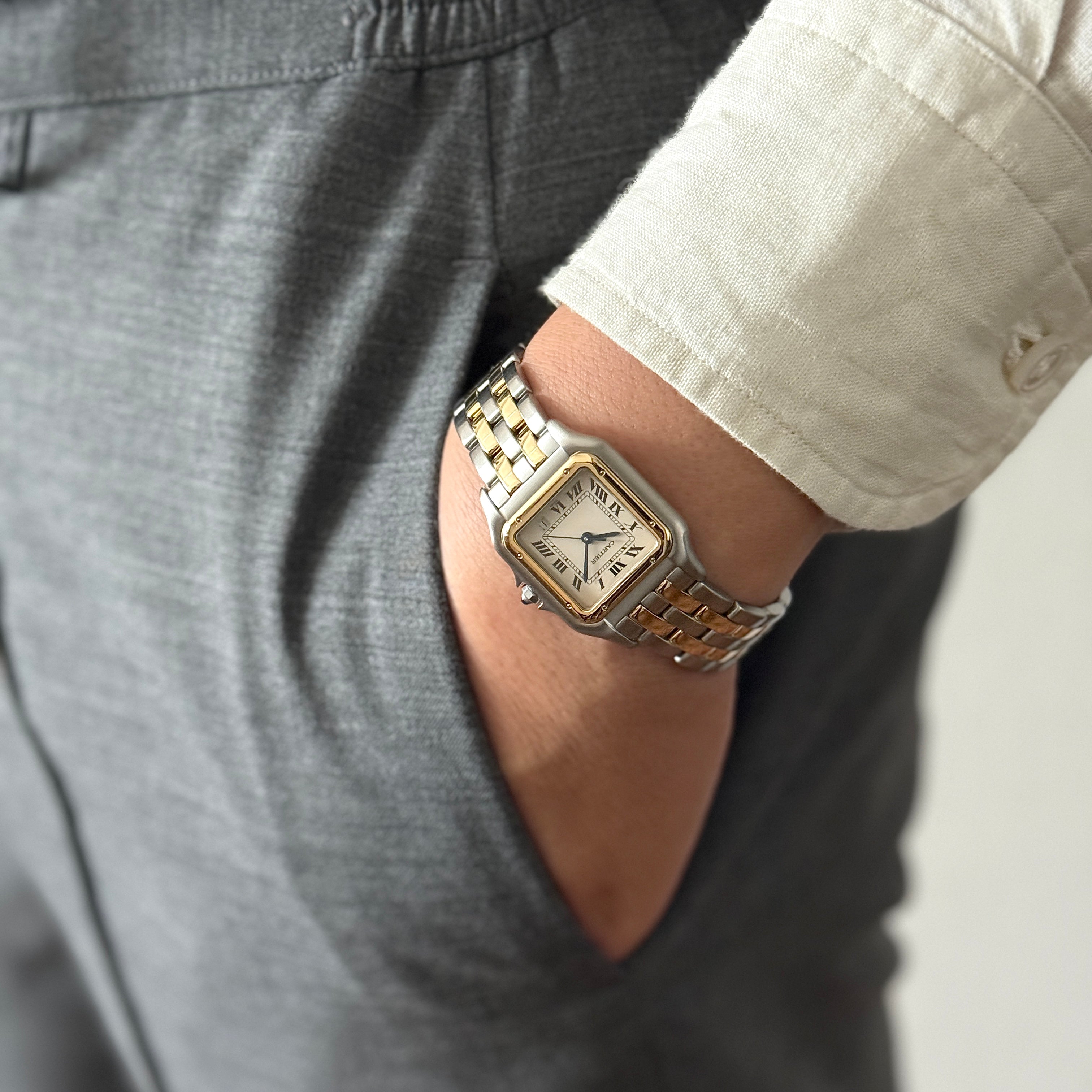 【Cartier】カルティエ パンテールMM 2ロウ 18KYG×SS 付属品完備 カルティエコンプリートサービス済み