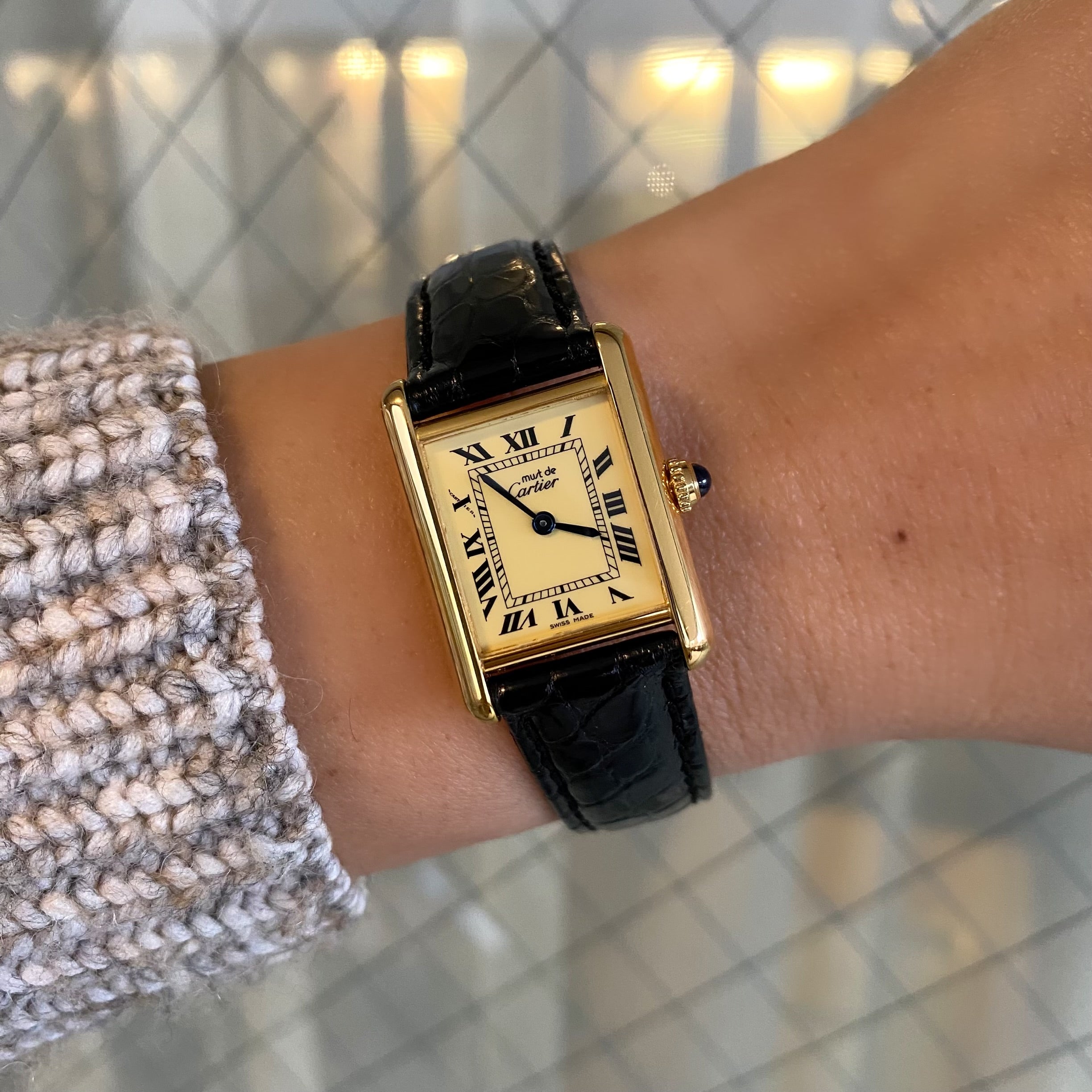 【Cartier】カルティエ<BR>マストタンク SMアイボリーローマQZ