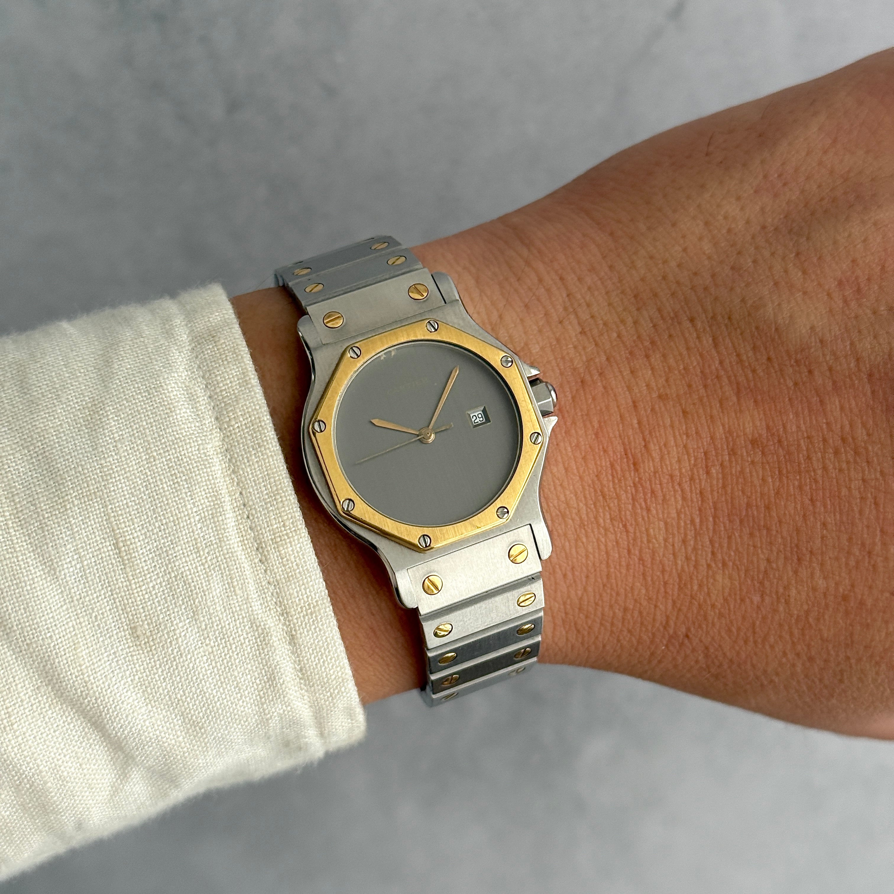 【Cartier】カルティエ サントスオクタゴンLM 18KYG×SS 「Grey Ghost」 付属品完備