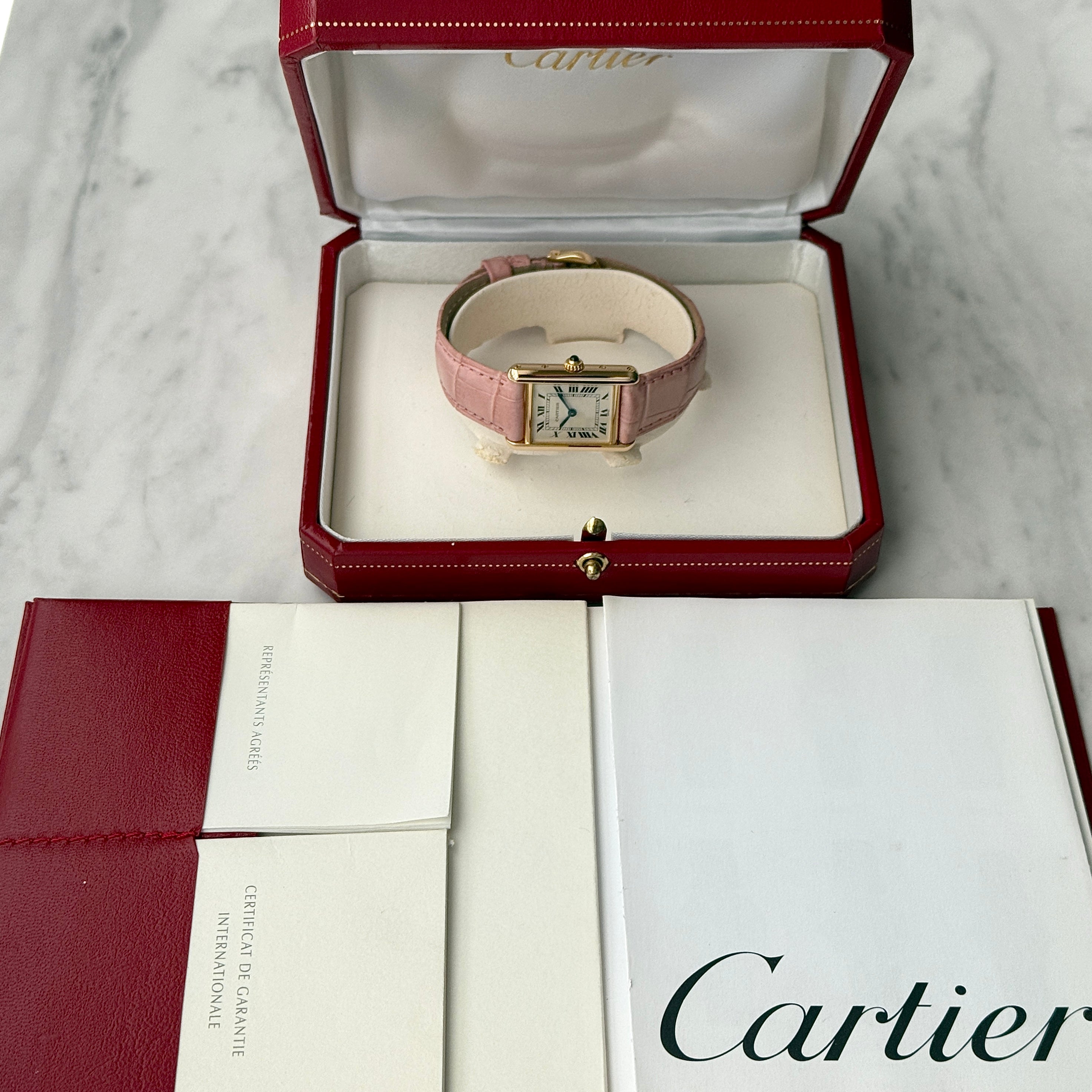 【Cartier】カルティエ タンクルイカルティエ SM 18KYG 付属品完備 カルティエコンプリートサービス済み