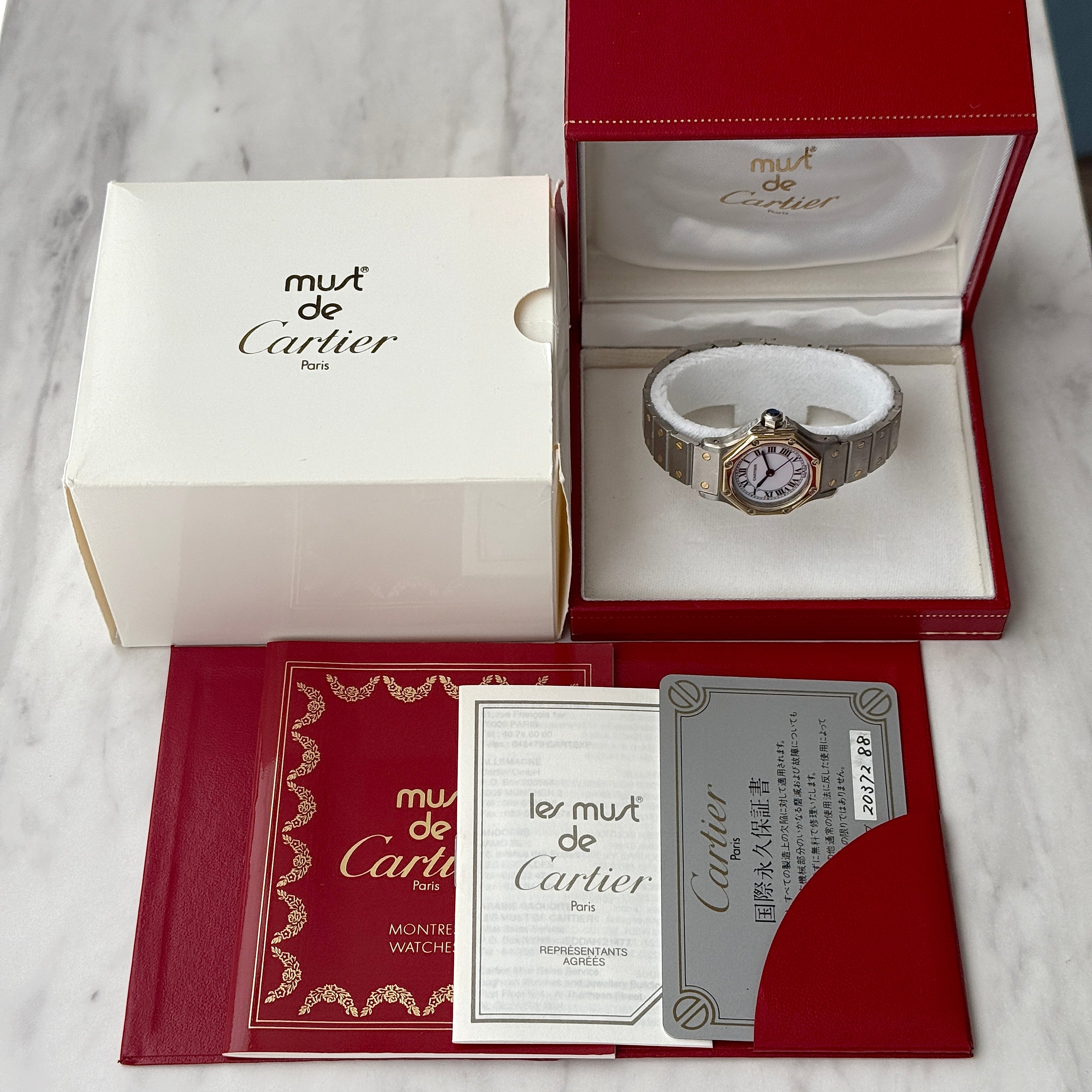 【Cartier】カルティエ サントスオクタゴンSM 18KYG×SS 永久保証書付き カルティエコンプリートサービス済み