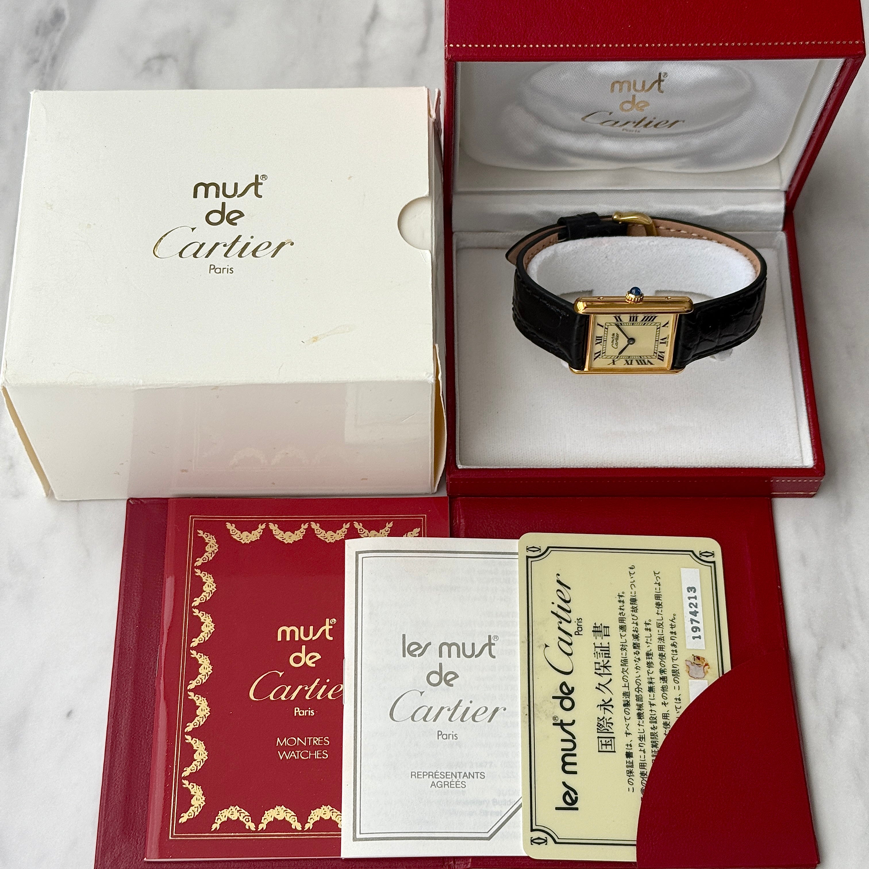 【Cartier】Cartier Must Tank LM Ivory Roman Manual Winding with Lifetime Warranty