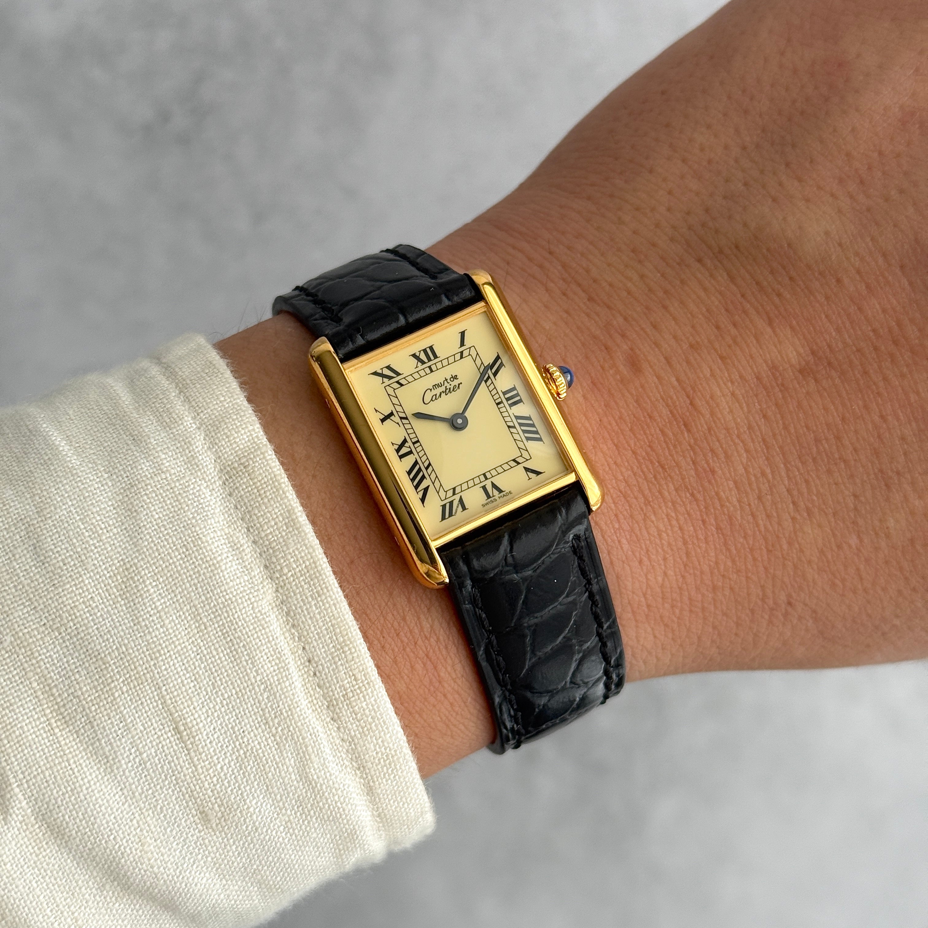 【Cartier】Cartier Must Tank LM Ivory Roman Manual Winding with Lifetime Warranty