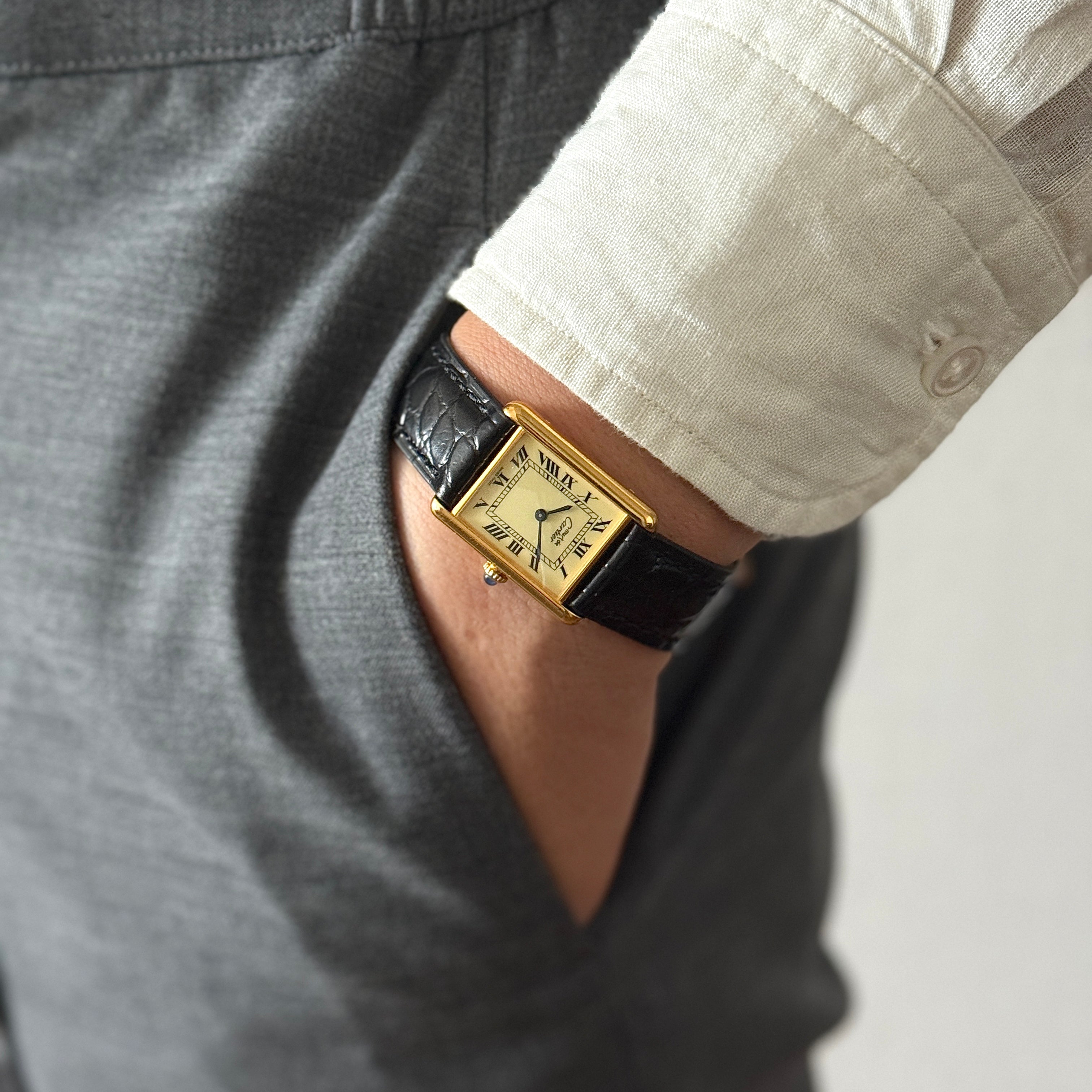 【Cartier】Cartier Must Tank LM Ivory Roman Manual Winding with Lifetime Warranty
