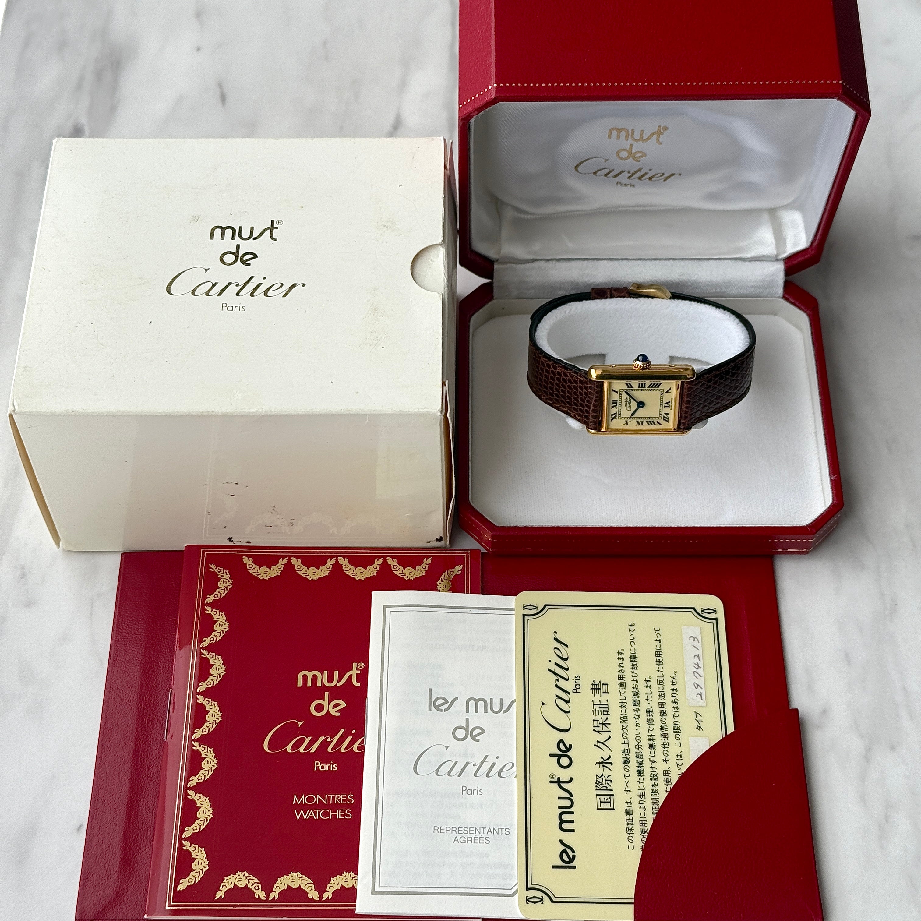 [Cartier] Cartier Must Tank SM, Ivory Roman, Manual Winding, with Permanent Guarantee, Cartier Complete Service Performed