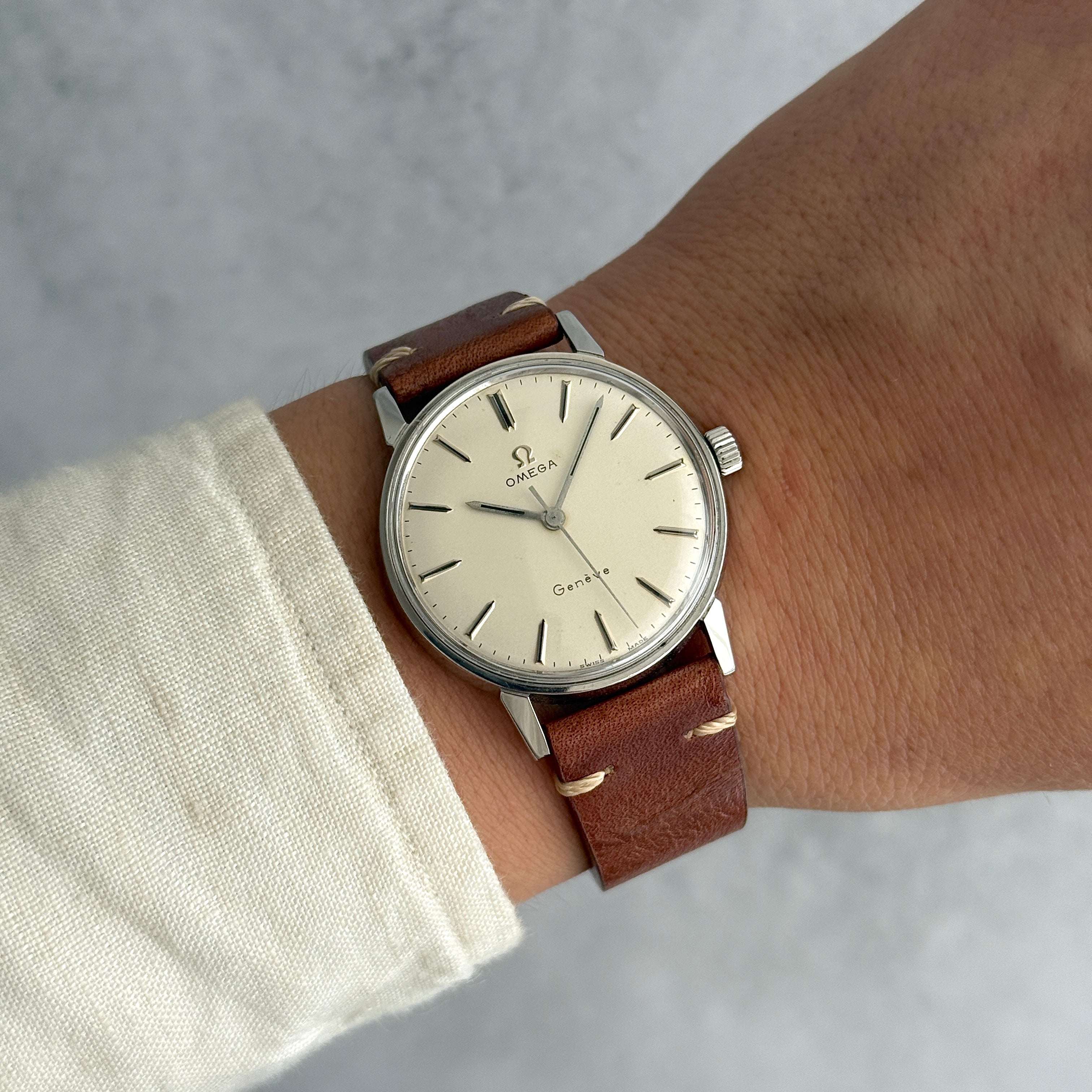 【OMEGA】オメガ ジュネーヴ SS ラウンド Cal.601 Silver 純正尾錠付き