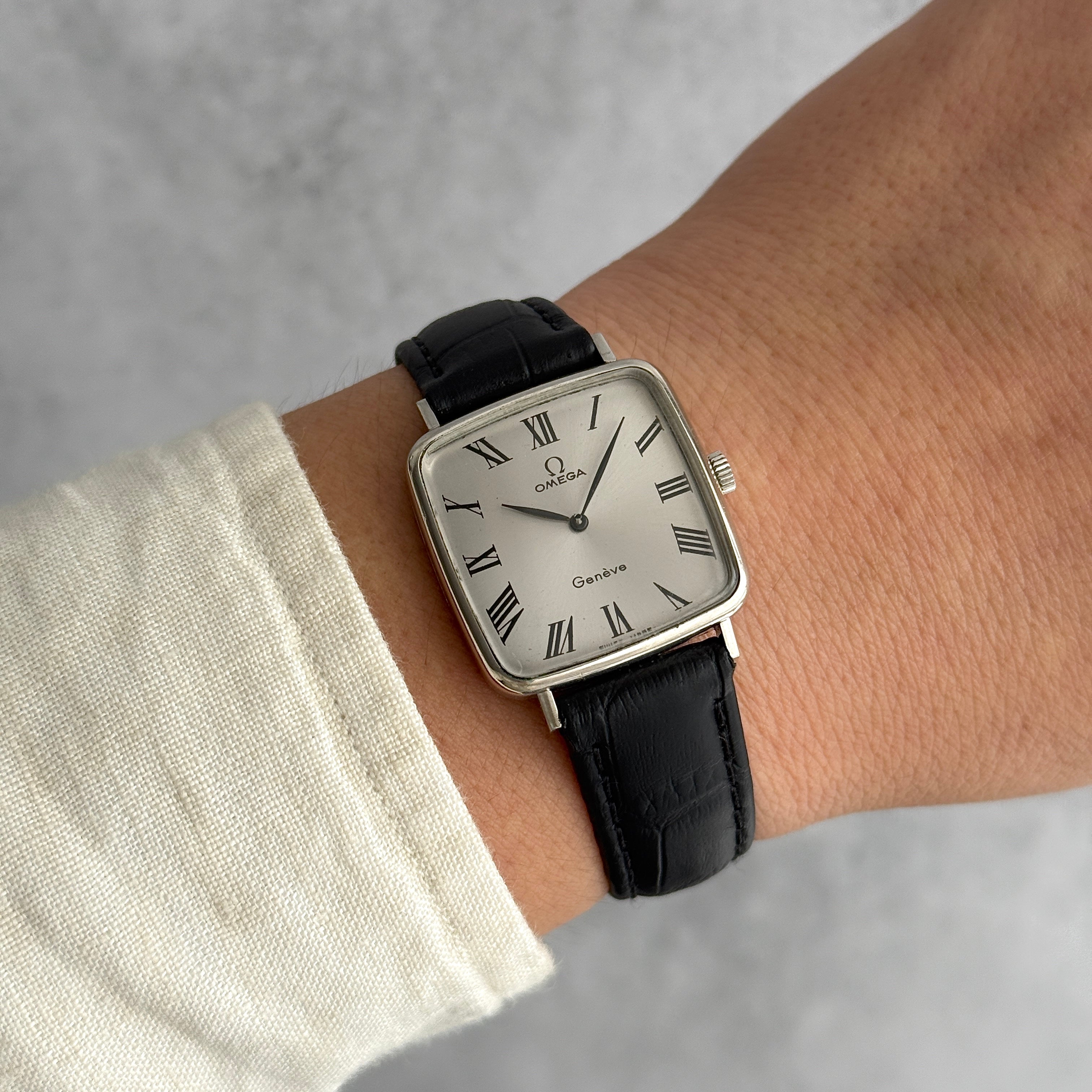 【OMEGA】オメガ ジュネーヴ WGP スクエア Silver ボーイズサイズ 純正尾錠付き