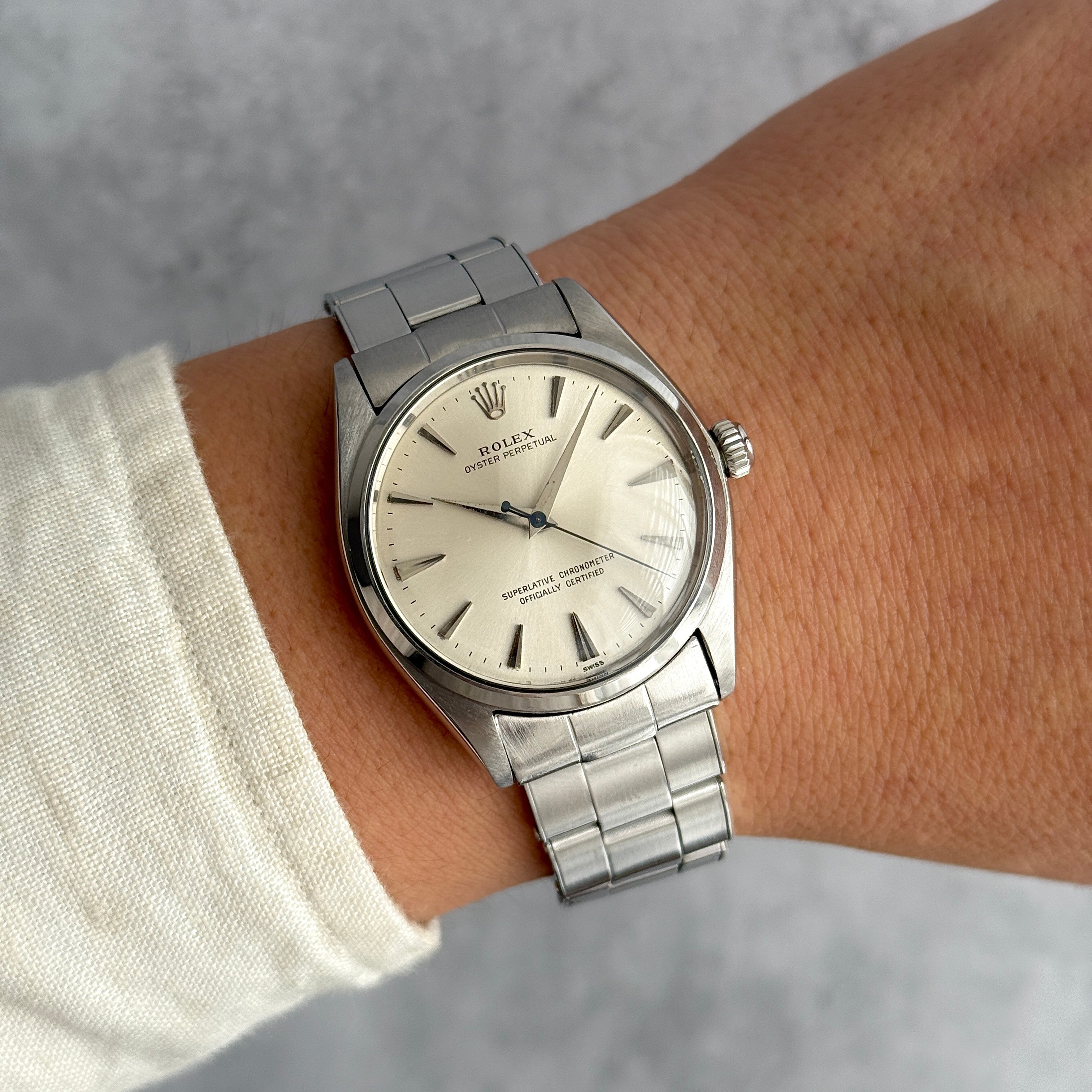 【ROLEX 】ロレックス オイスターパーペチュアルRef.1002 Silver クサビインデックス 1960年製