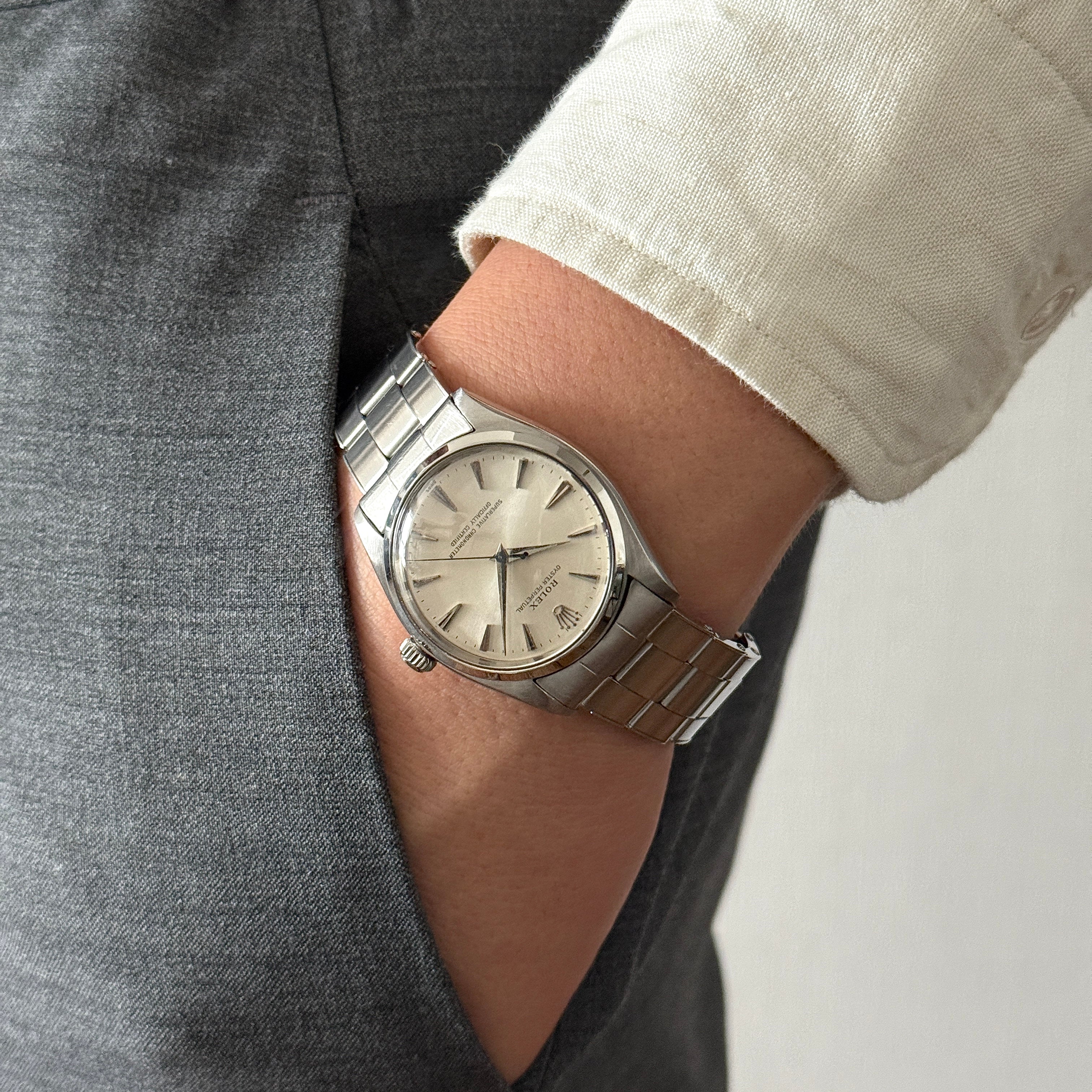 【ROLEX 】ロレックス オイスターパーペチュアルRef.1002 Silver クサビインデックス 1960年製