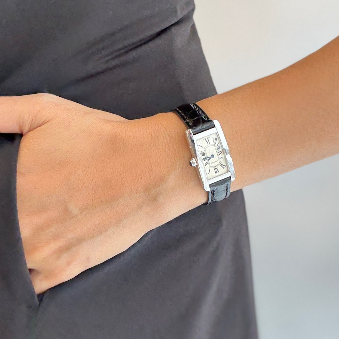 【Cartier】Cartier Tank Américaine SM 18K WG, full set, Cartier complete service performed.