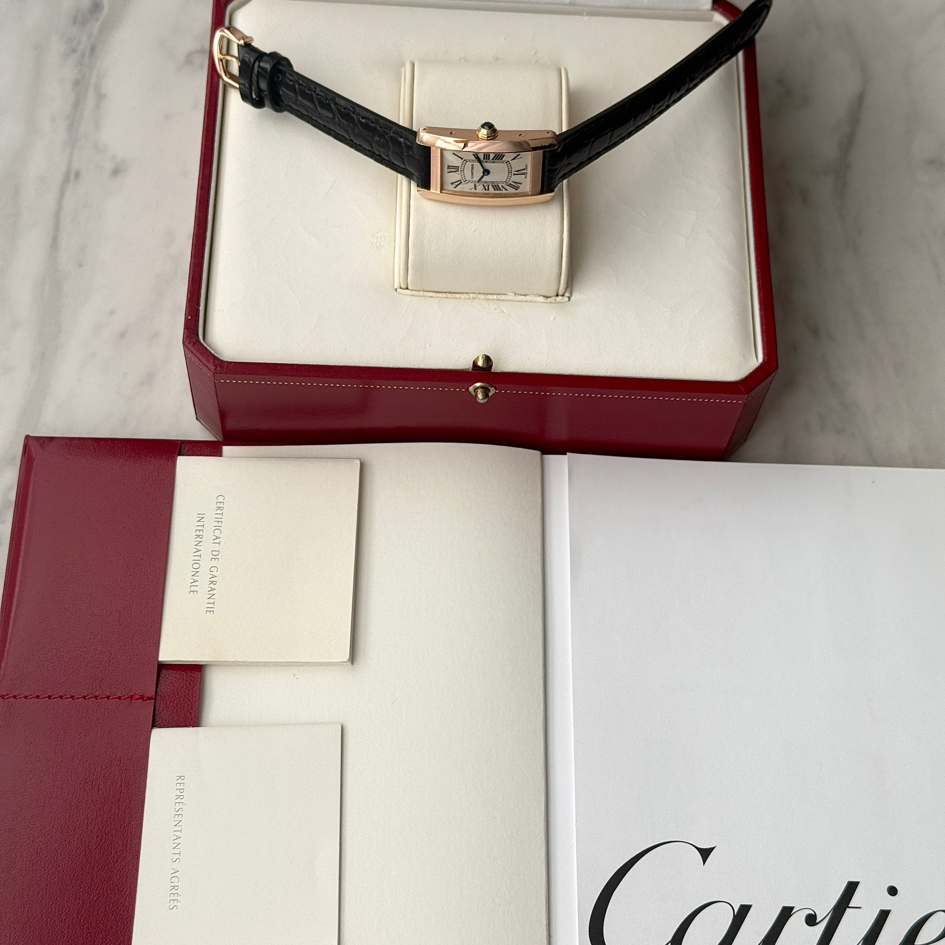 【Cartier】カルティエ タンクアメリカンSM 18KPG 付属品完備 カルティエコンプリートサービス済み