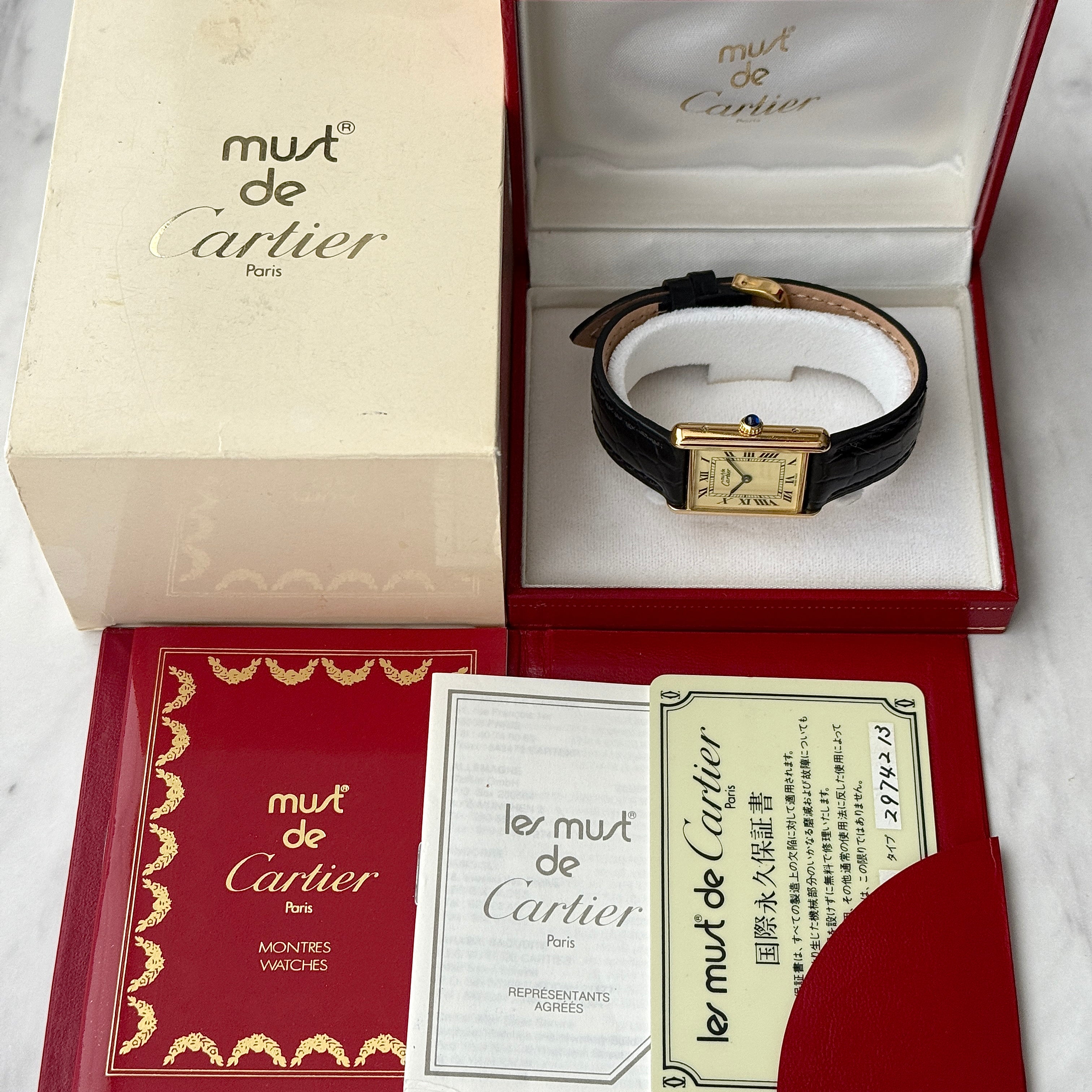 [Cartier] Cartier Must Tank LM Ivory Roman Dial, Manual Winding, with Lifetime Warranty, Serviced by Cartier (Complete Service)