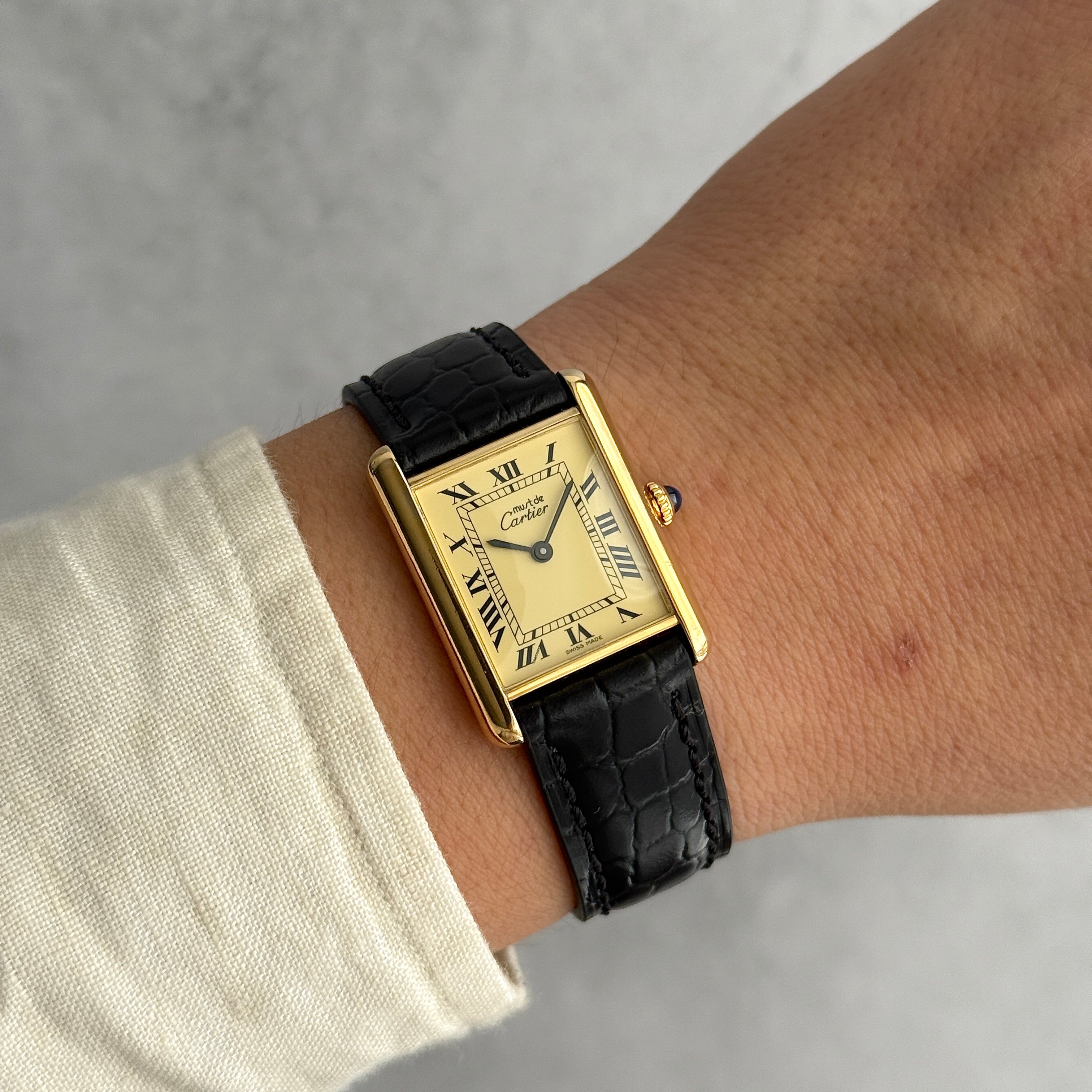 [Cartier] Cartier Must Tank LM Ivory Roman Dial, Manual Winding, with Lifetime Warranty, Serviced by Cartier (Complete Service)