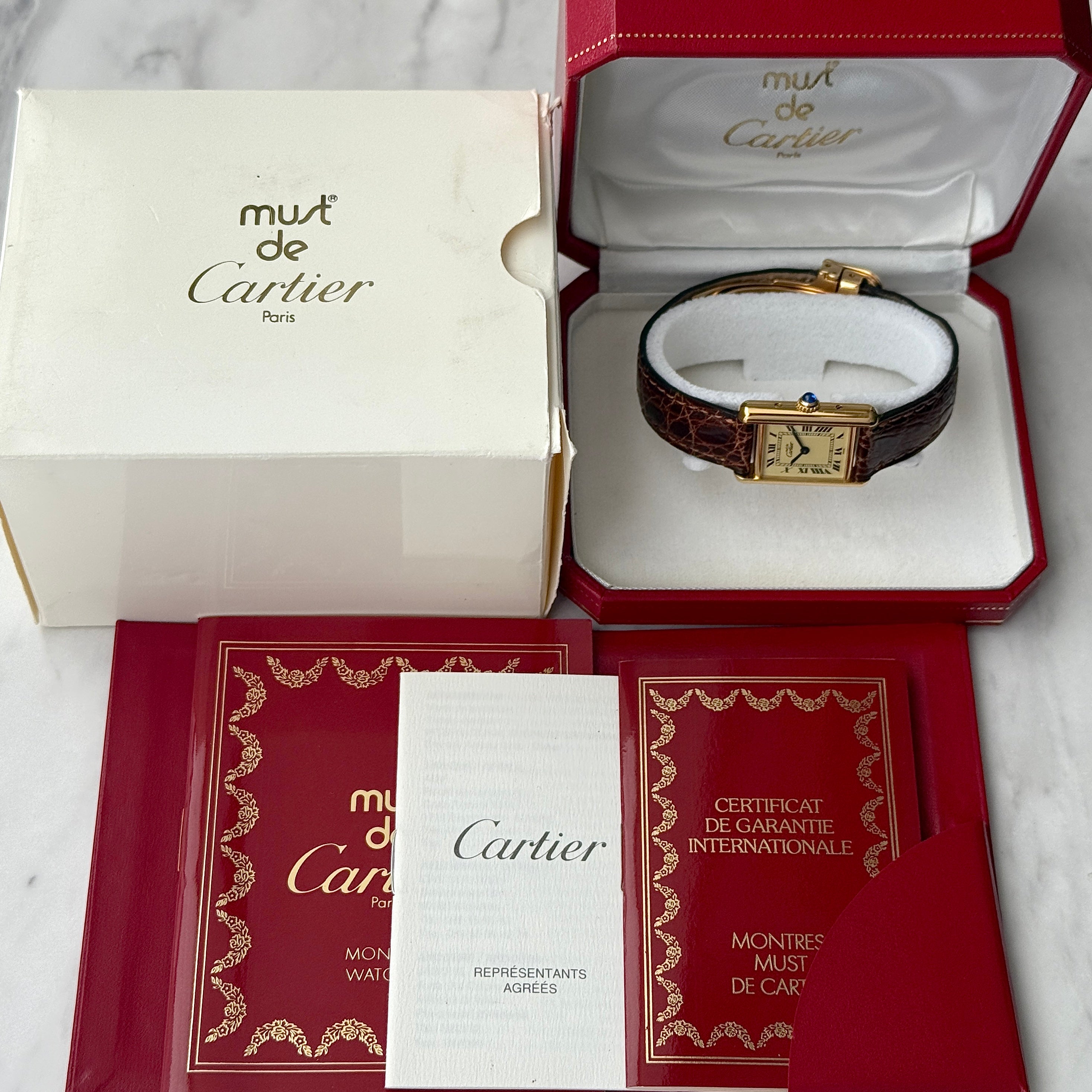 【Cartier】カルティエ マストタンクSM アイボリーローマ 付属品完備 デッドストック