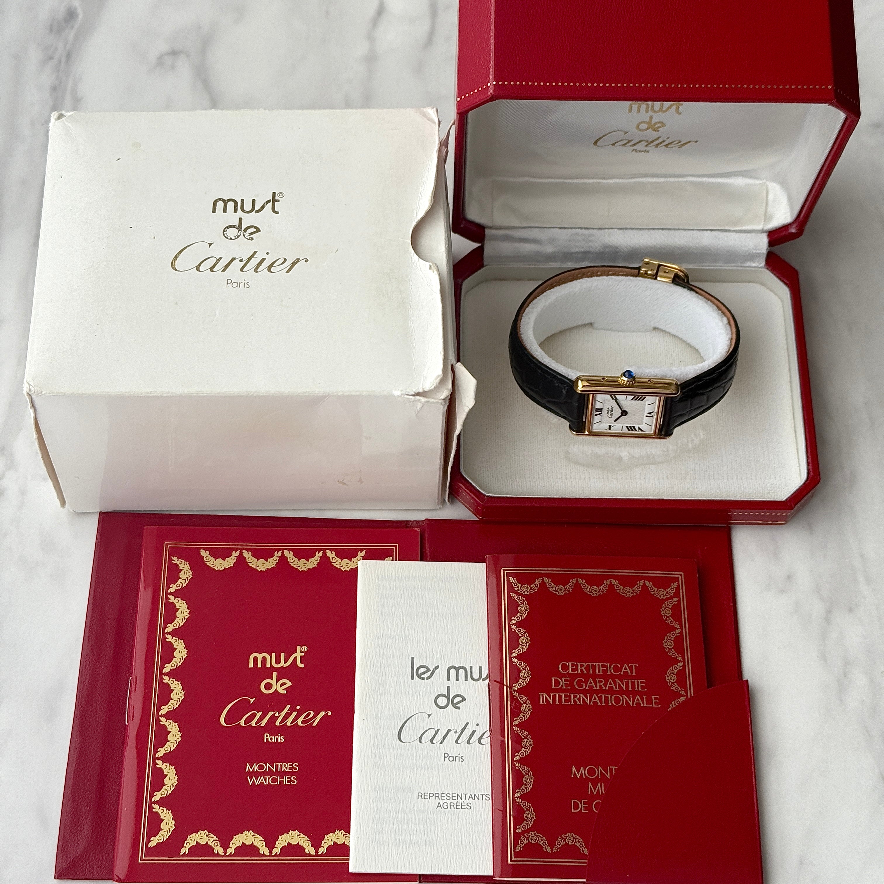 【Cartier】カルティエ マストタンクSM 飛びローマ 純正Dバックル付き 付属品完備