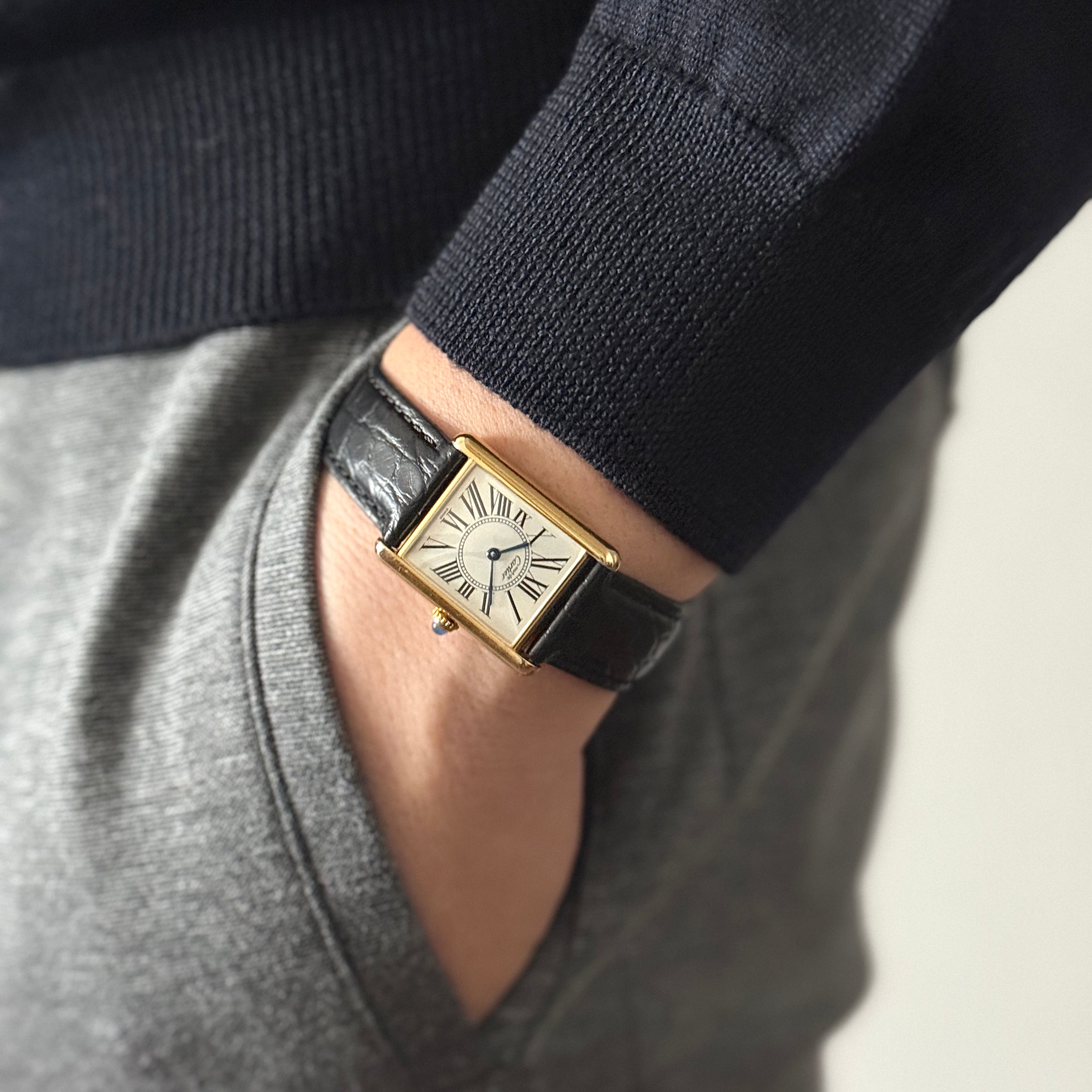 【Cartier】カルティエ マストタンクLM オパラン 純正Dバックル付き
