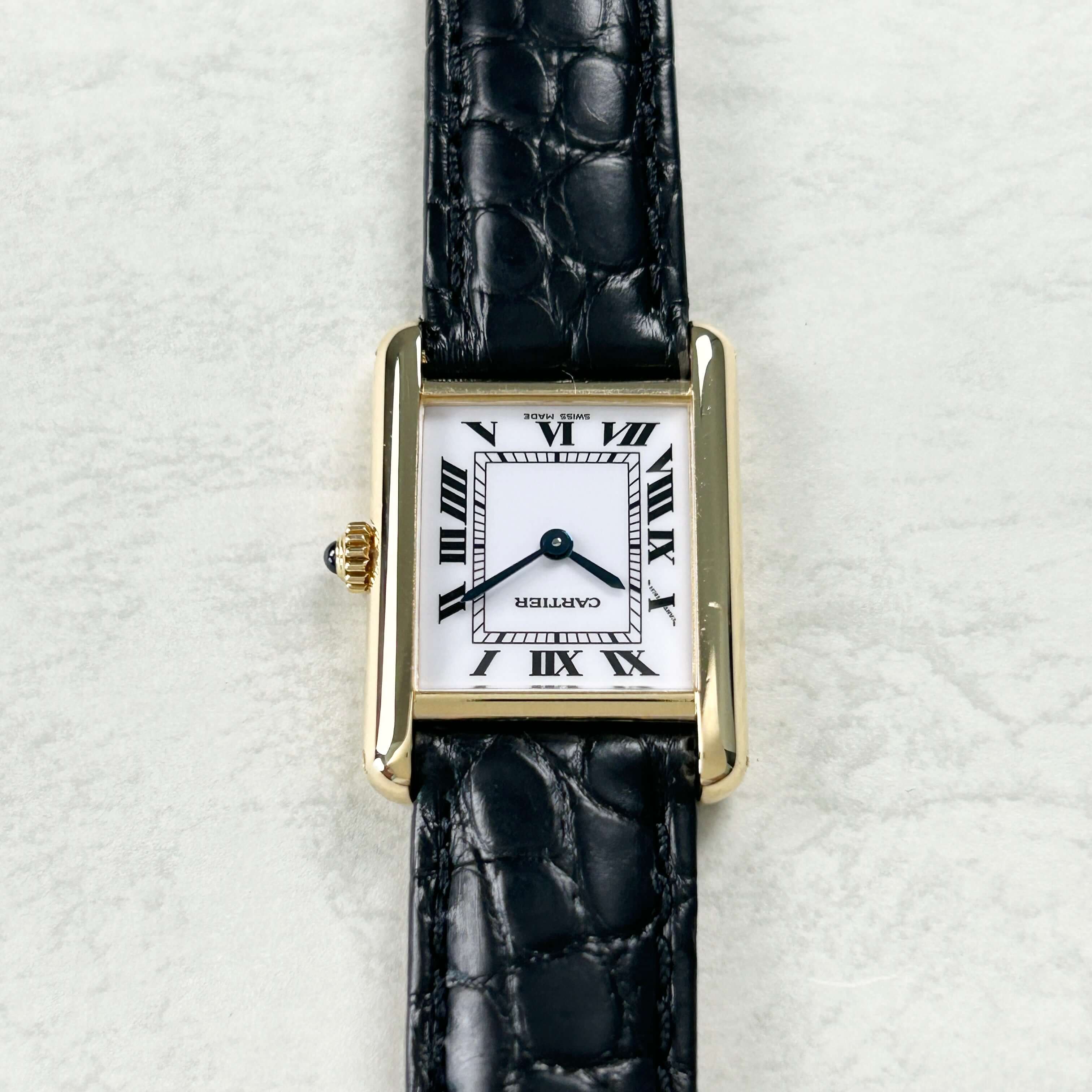 [Cartier] Cartier Tank Louis Cartier SM 18KYG Cartier repaired with genuine 18k gold D buckle