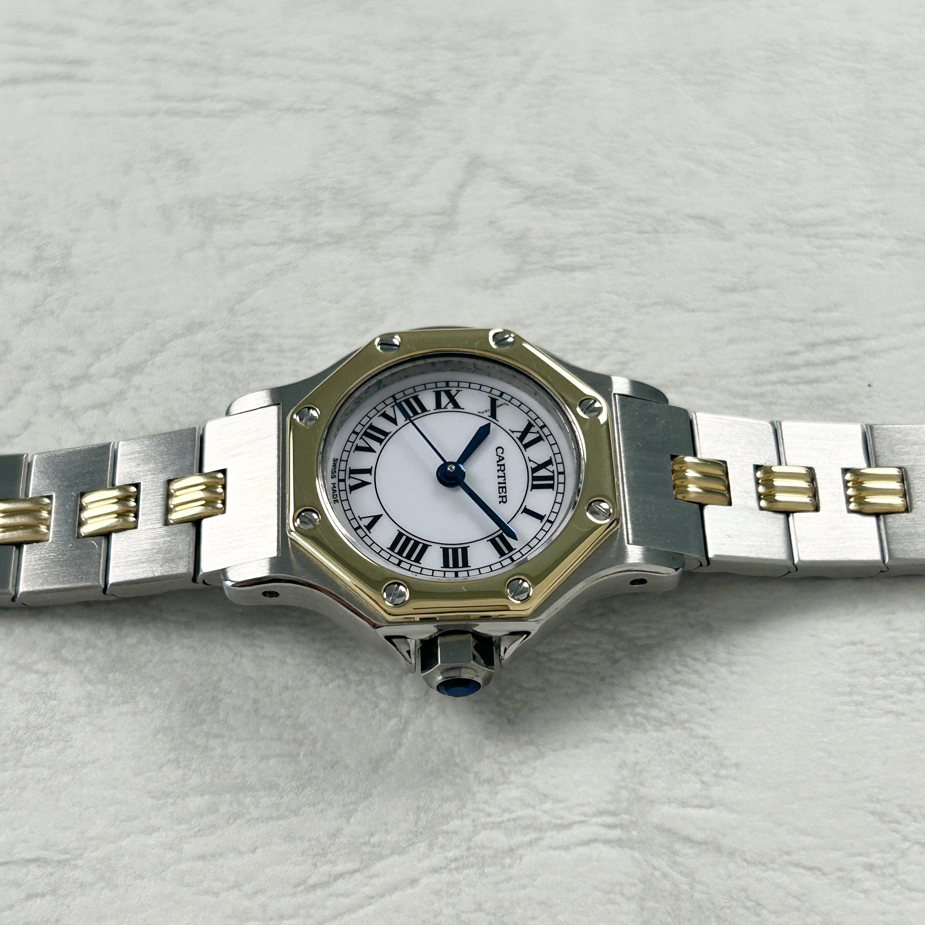 [Cartier] Cartier Santos Octagon SM Godron Bracelet 18KYG x SS Comes with a lifetime warranty Cartier repaired