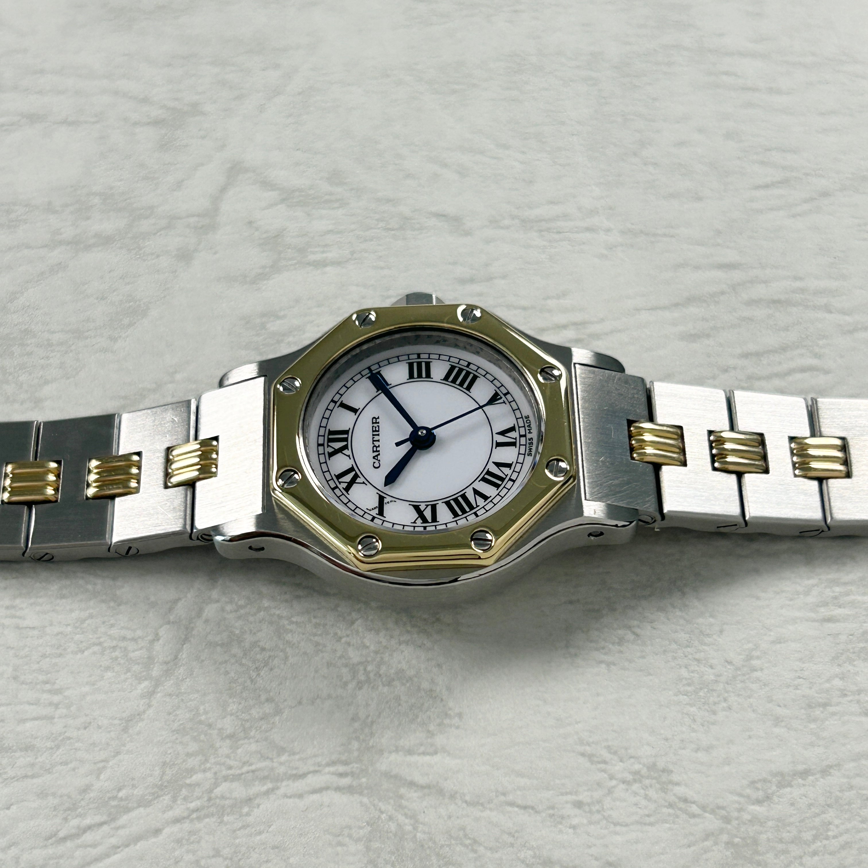 [Cartier] Cartier Santos Octagon SM Godron Bracelet 18KYG x SS Comes with a lifetime warranty Cartier repaired