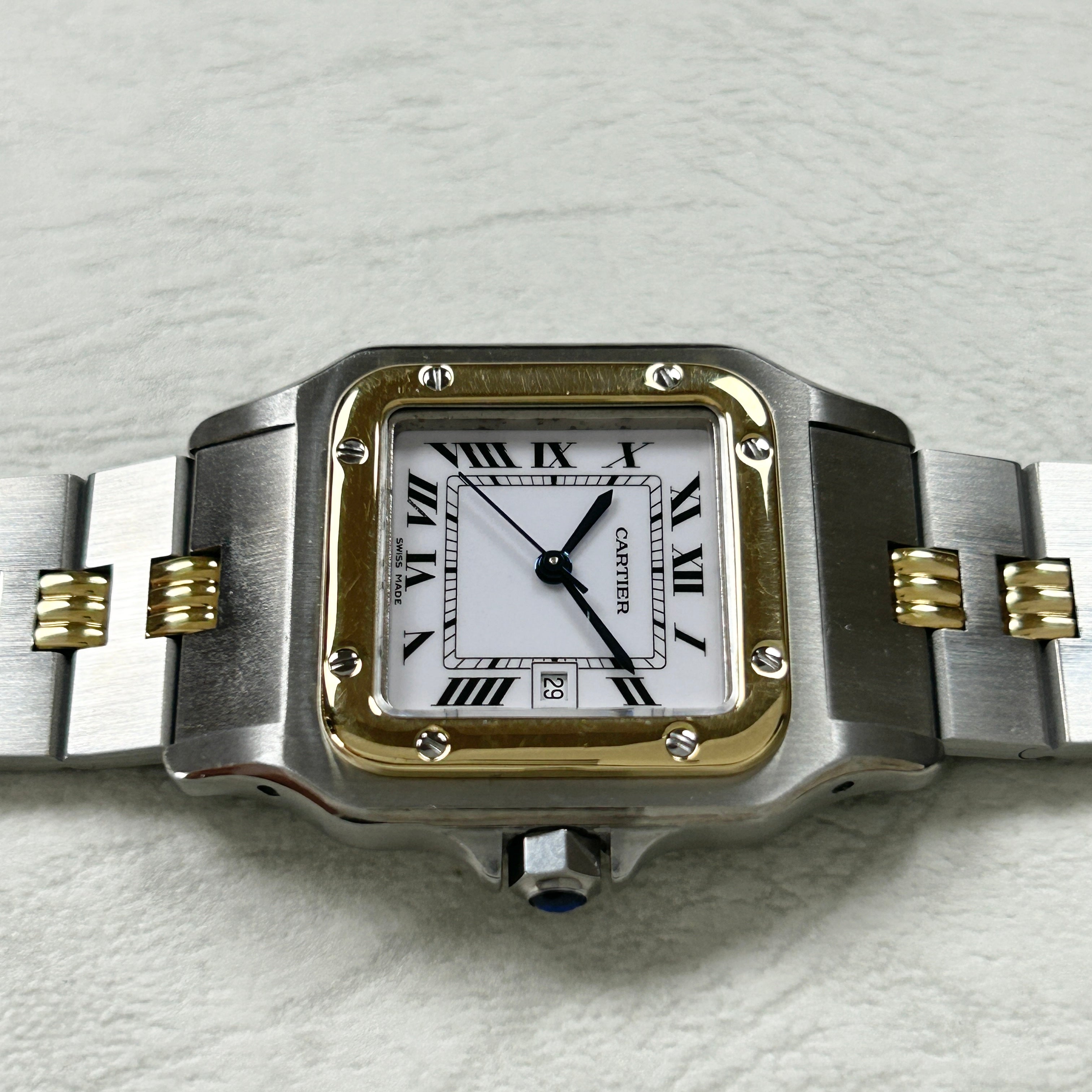 【Cartier】カルティエ<BR>サントスガルベ LMゴドロンブレスレット 18KYG×SS