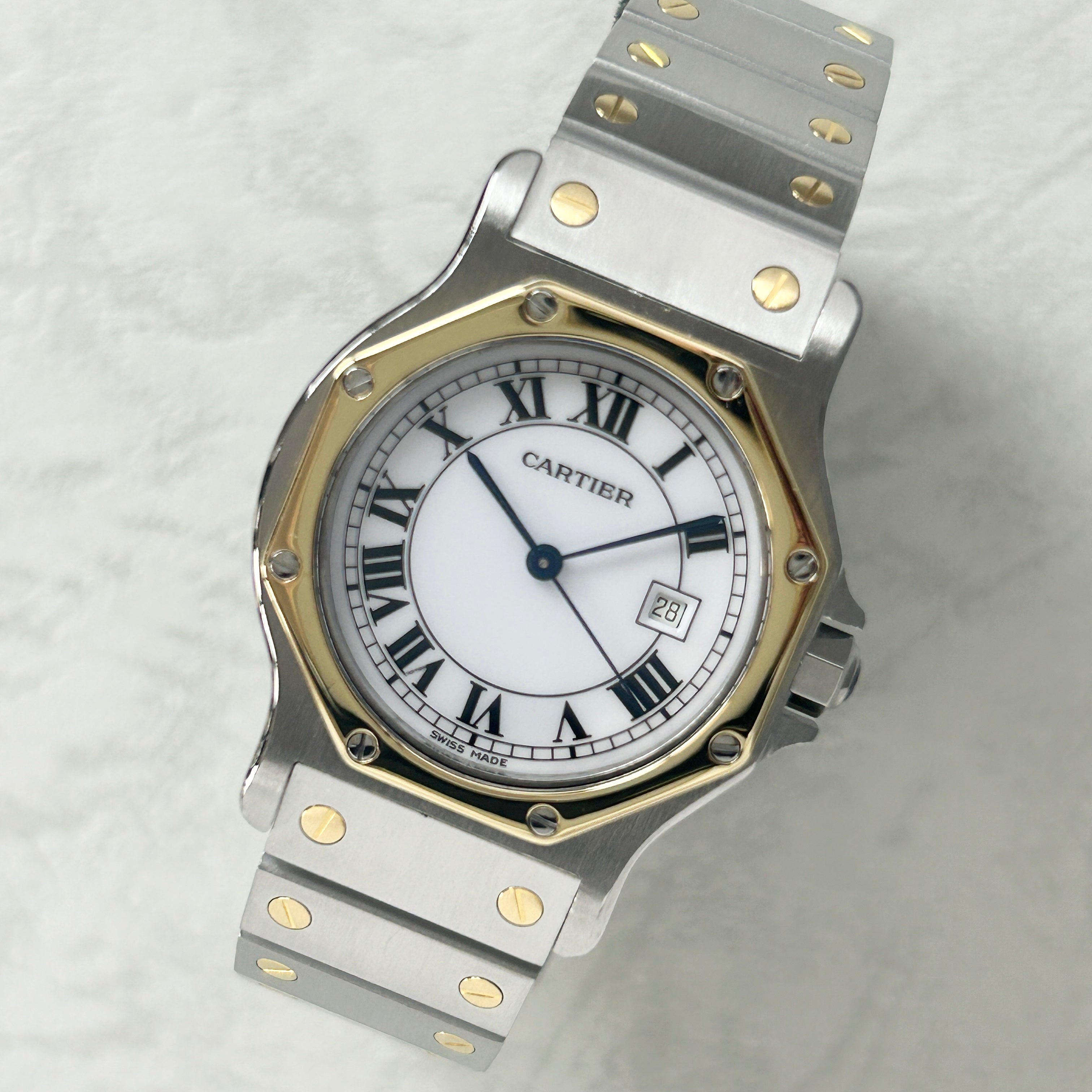 [Cartier] Cartier Santos Octagon LM 18KYG x SS with lifetime warranty Cartier repaired