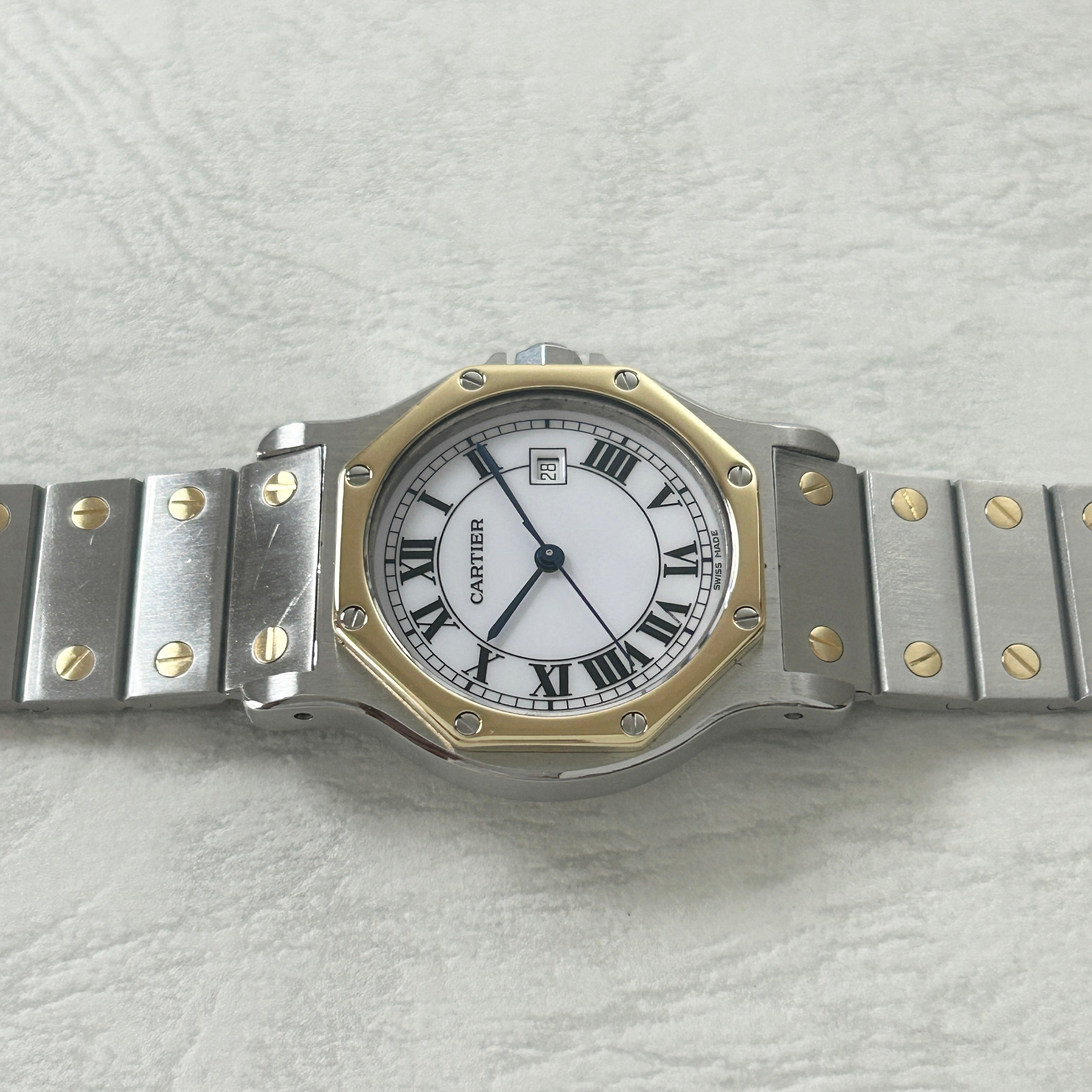 [Cartier] Cartier Santos Octagon LM 18KYG x SS with lifetime warranty Cartier repaired