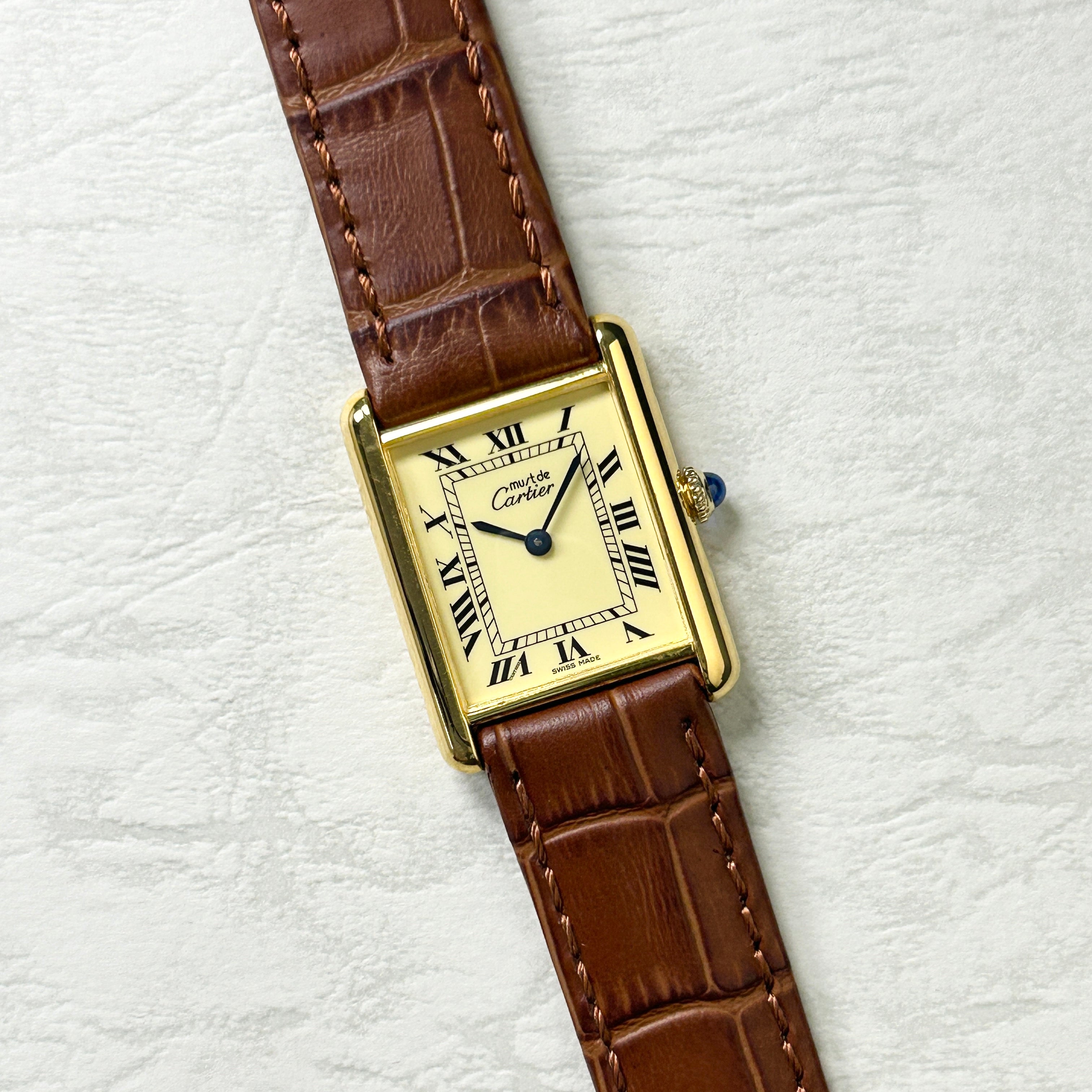 [Cartier] Cartier Must Tank LM Manual Winding Ivory Roman Permanent Warranty Included