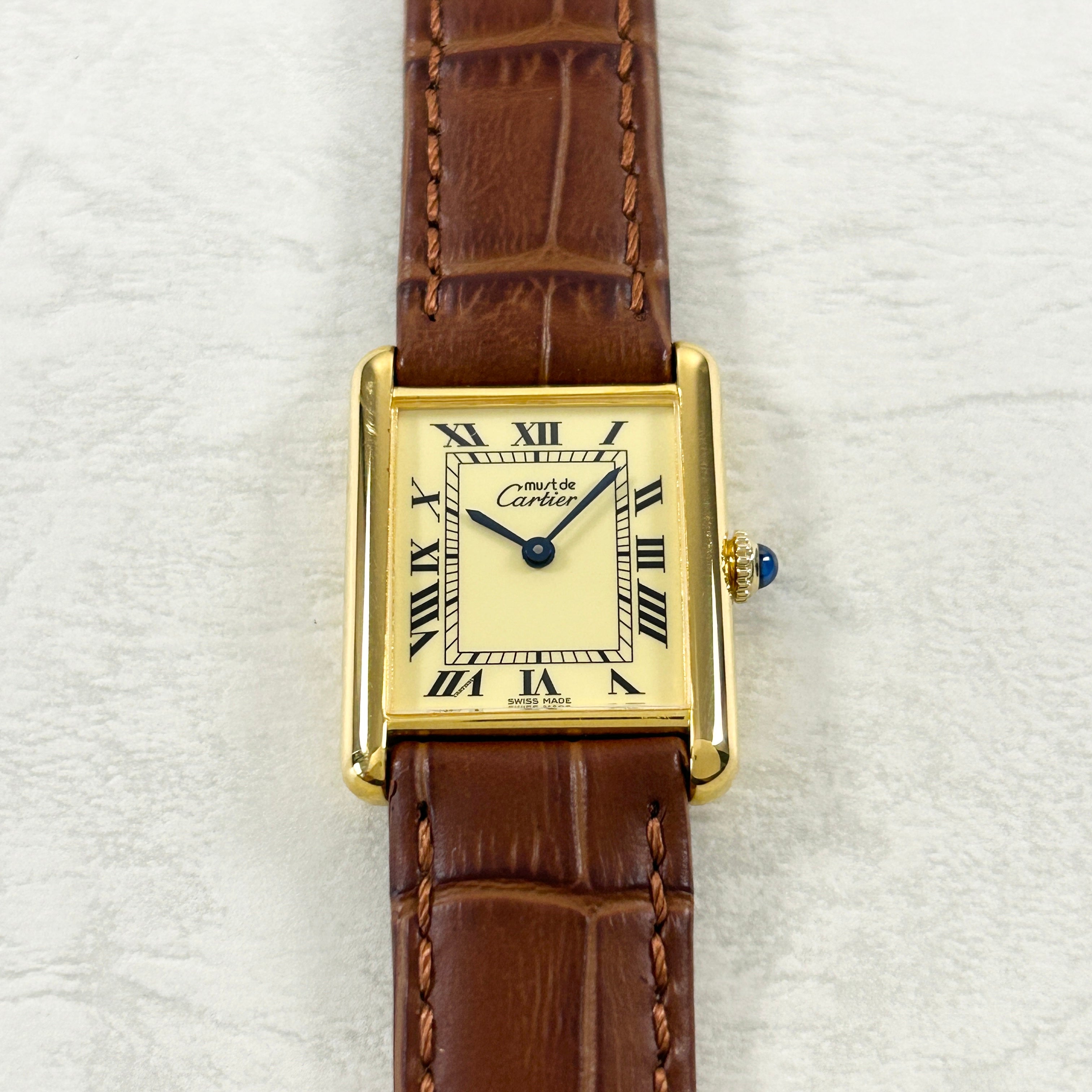 [Cartier] Cartier Must Tank LM Manual Winding Ivory Roman Permanent Warranty Included